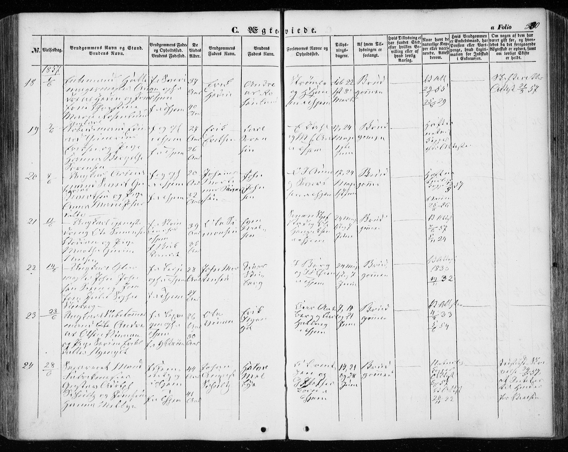 Ministerialprotokoller, klokkerbøker og fødselsregistre - Sør-Trøndelag, SAT/A-1456/601/L0051: Parish register (official) no. 601A19, 1848-1857, p. 330