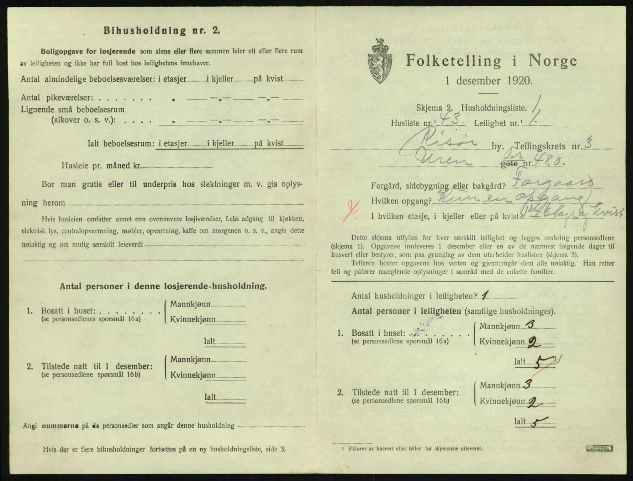SAK, 1920 census for Risør, 1920, p. 2637
