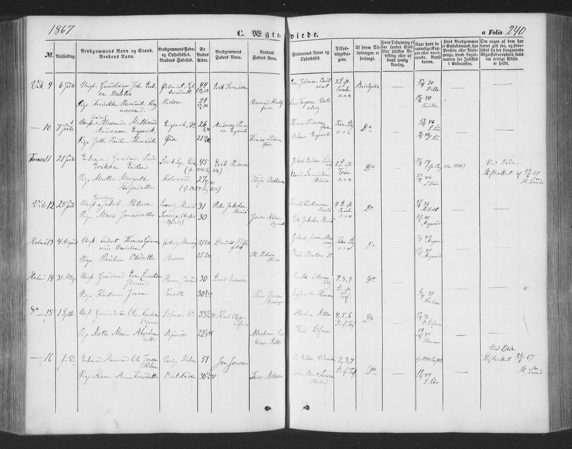 Ministerialprotokoller, klokkerbøker og fødselsregistre - Nord-Trøndelag, AV/SAT-A-1458/773/L0615: Parish register (official) no. 773A06, 1857-1870, p. 240