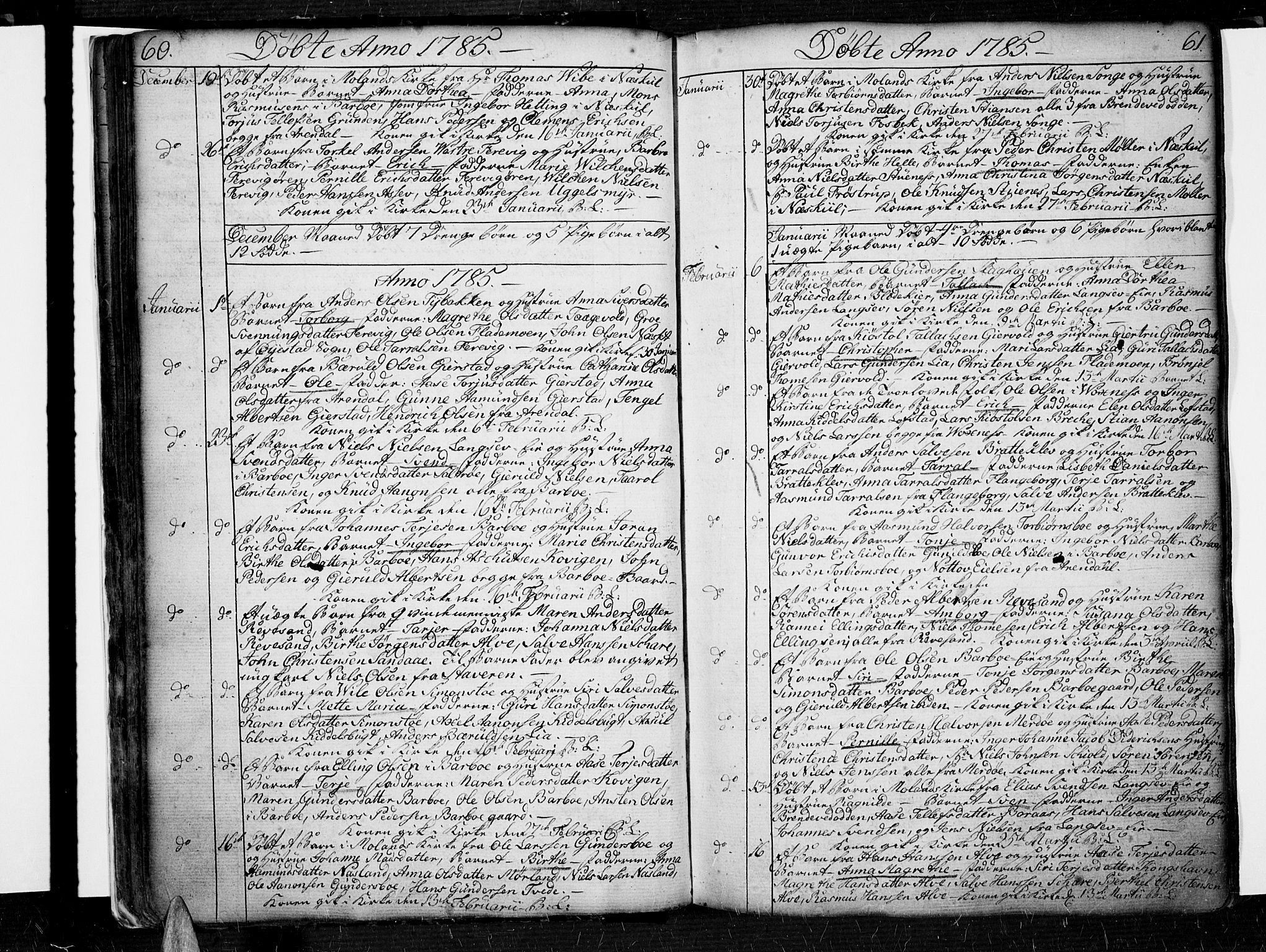 Tromøy sokneprestkontor, SAK/1111-0041/F/Fa/L0002: Parish register (official) no. A 2, 1773-1808, p. 60-61
