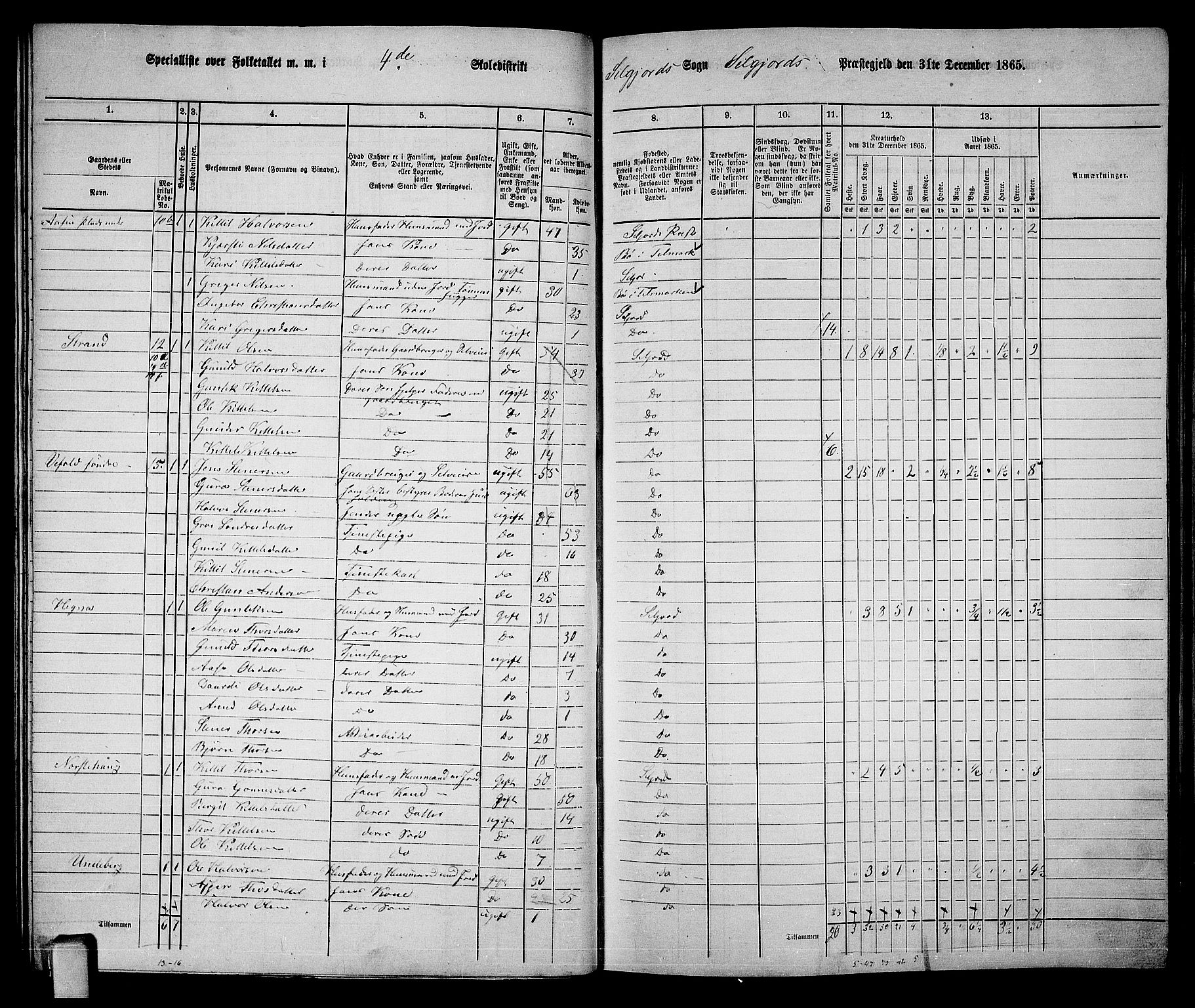 RA, 1865 census for Seljord, 1865, p. 60