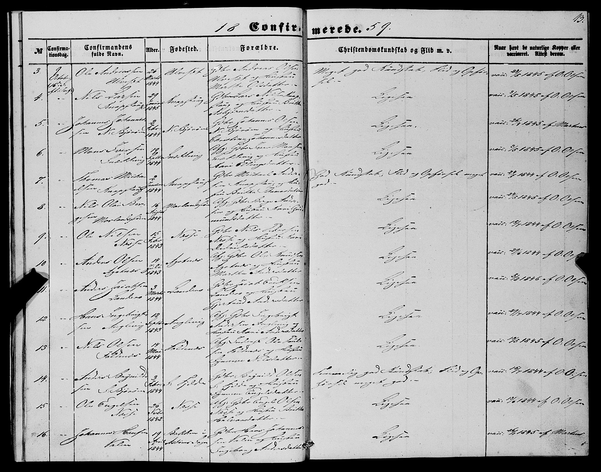 Fjell sokneprestembete, SAB/A-75301/H/Haa: Parish register (official) no. A 4, 1851-1870, p. 13