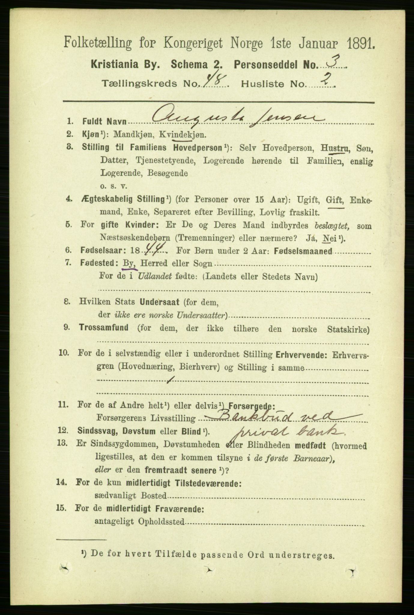 RA, 1891 census for 0301 Kristiania, 1891, p. 28392