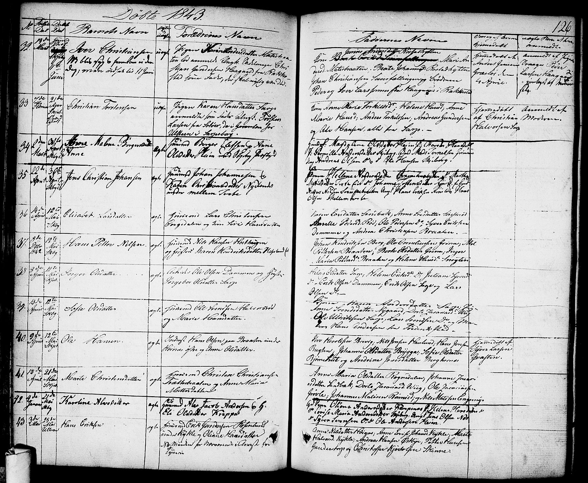 Skjeberg prestekontor Kirkebøker, AV/SAO-A-10923/F/Fa/L0005: Parish register (official) no. I 5, 1830-1845, p. 126