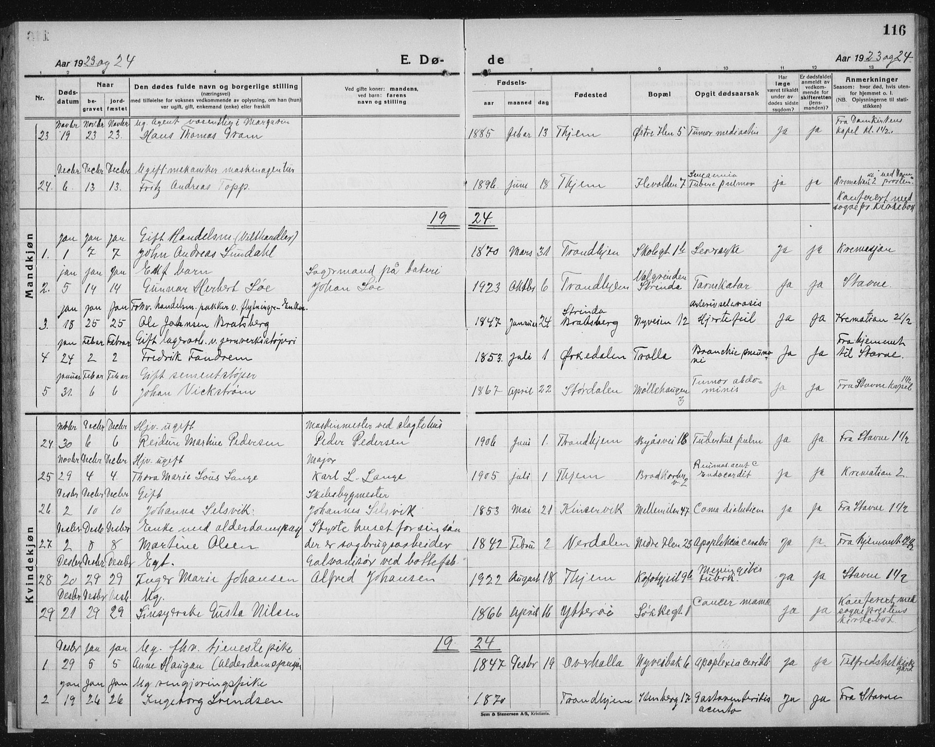 Ministerialprotokoller, klokkerbøker og fødselsregistre - Sør-Trøndelag, SAT/A-1456/603/L0176: Parish register (copy) no. 603C04, 1923-1941, p. 116