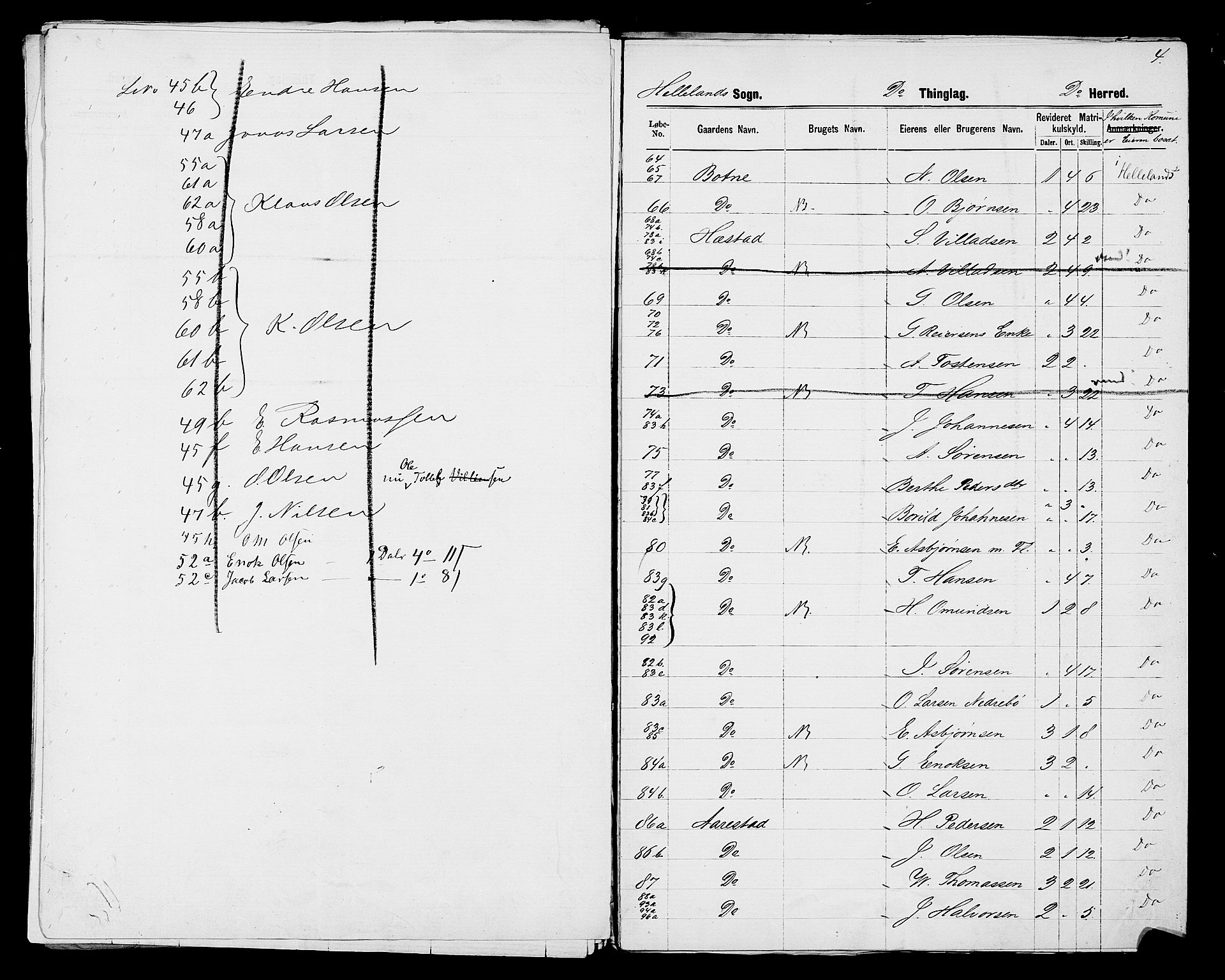 SAST, 1875 census for 1115P Helleland, 1875, p. 20