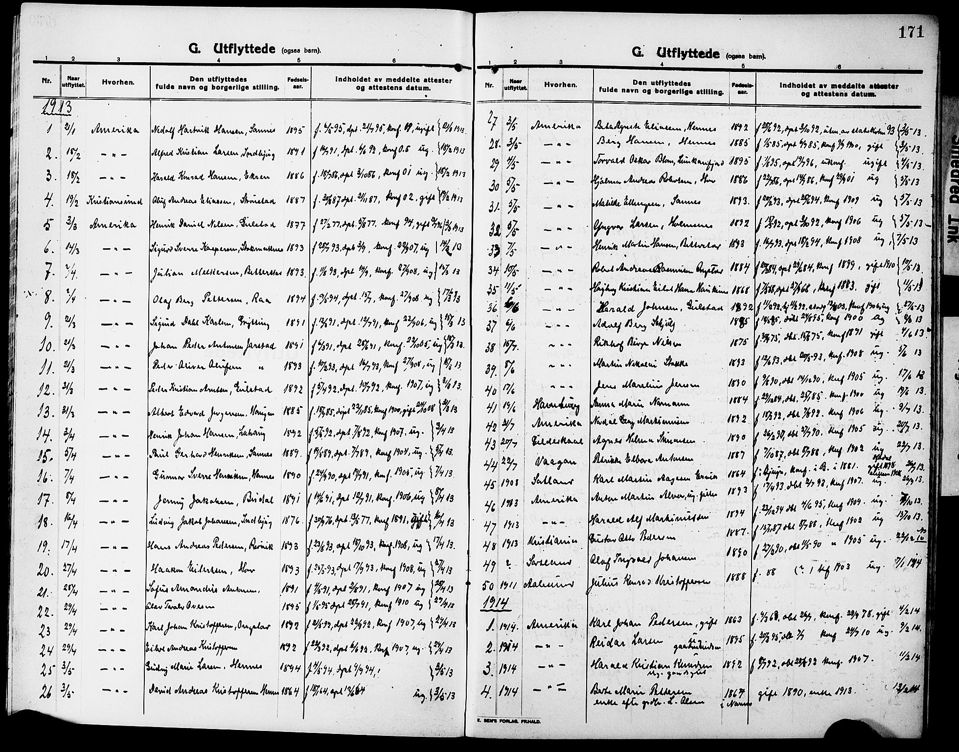 Ministerialprotokoller, klokkerbøker og fødselsregistre - Nordland, AV/SAT-A-1459/888/L1269: Parish register (copy) no. 888C07, 1913-1927, p. 171