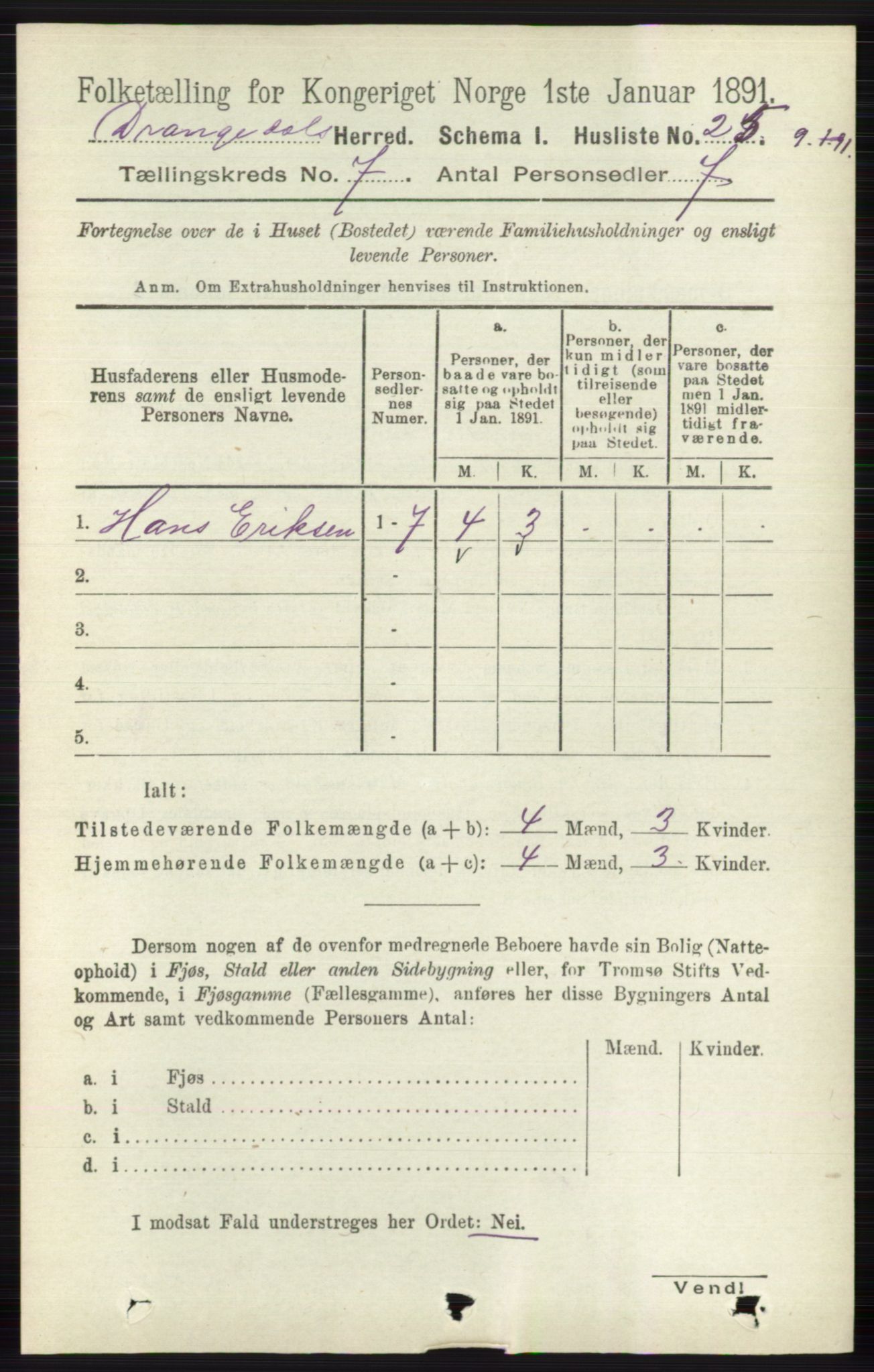 RA, 1891 census for 0817 Drangedal, 1891, p. 2392