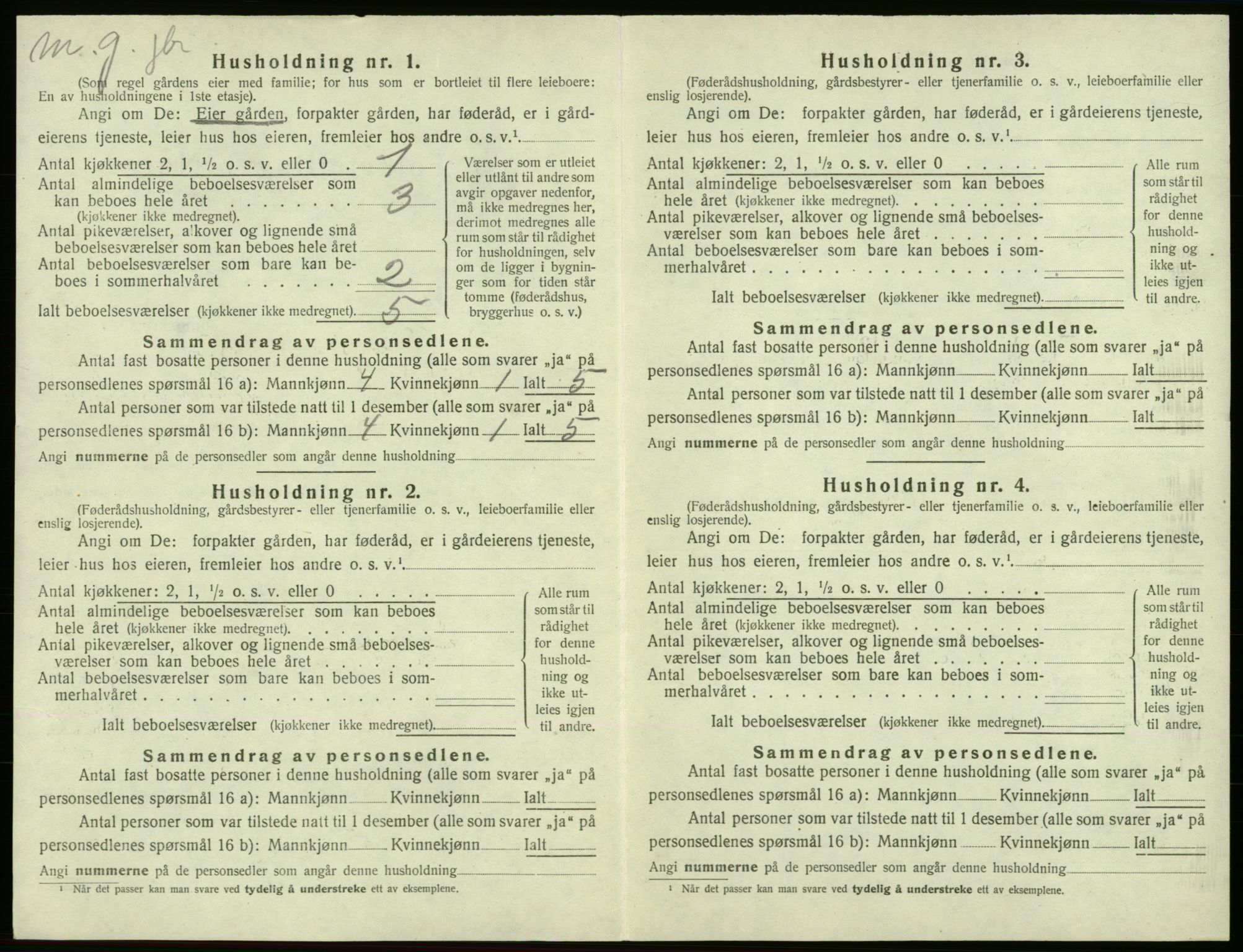 SAB, 1920 census for Moster, 1920, p. 274