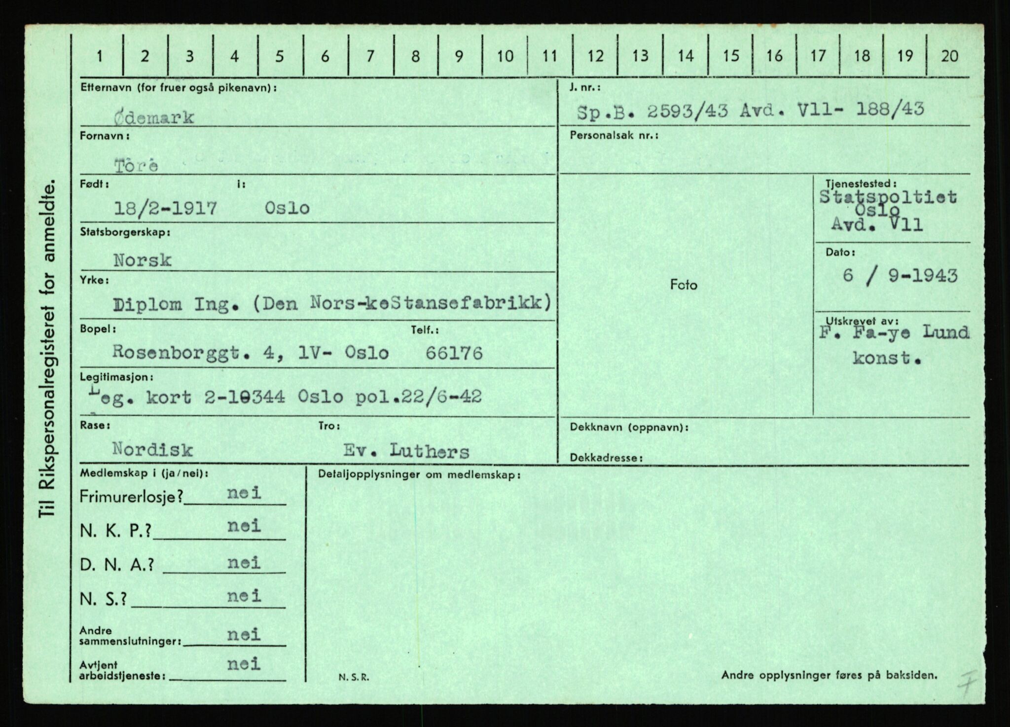 Statspolitiet - Hovedkontoret / Osloavdelingen, AV/RA-S-1329/C/Ca/L0016: Uberg - Øystese, 1943-1945, p. 3467