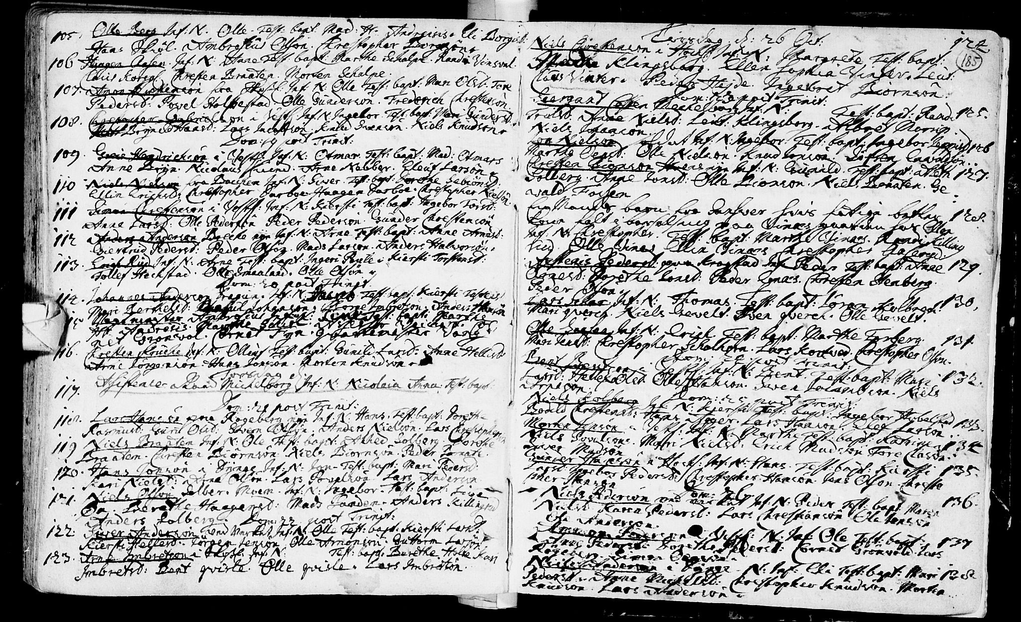 Eiker kirkebøker, AV/SAKO-A-4/F/Fa/L0002: Parish register (official) no. I 2, 1705-1724, p. 185