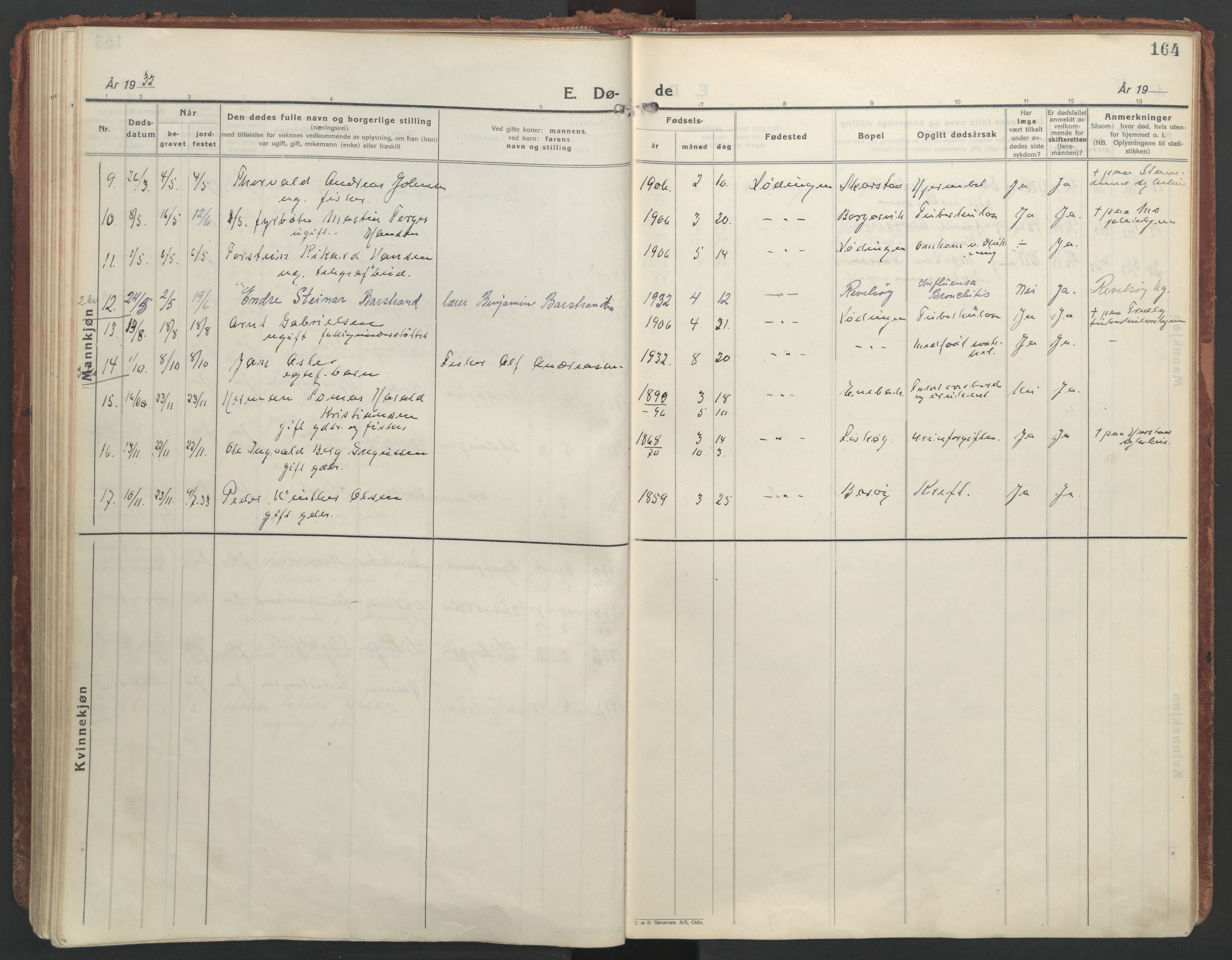 Ministerialprotokoller, klokkerbøker og fødselsregistre - Nordland, AV/SAT-A-1459/872/L1043: Parish register (official) no. 872A18, 1925-1939, p. 164