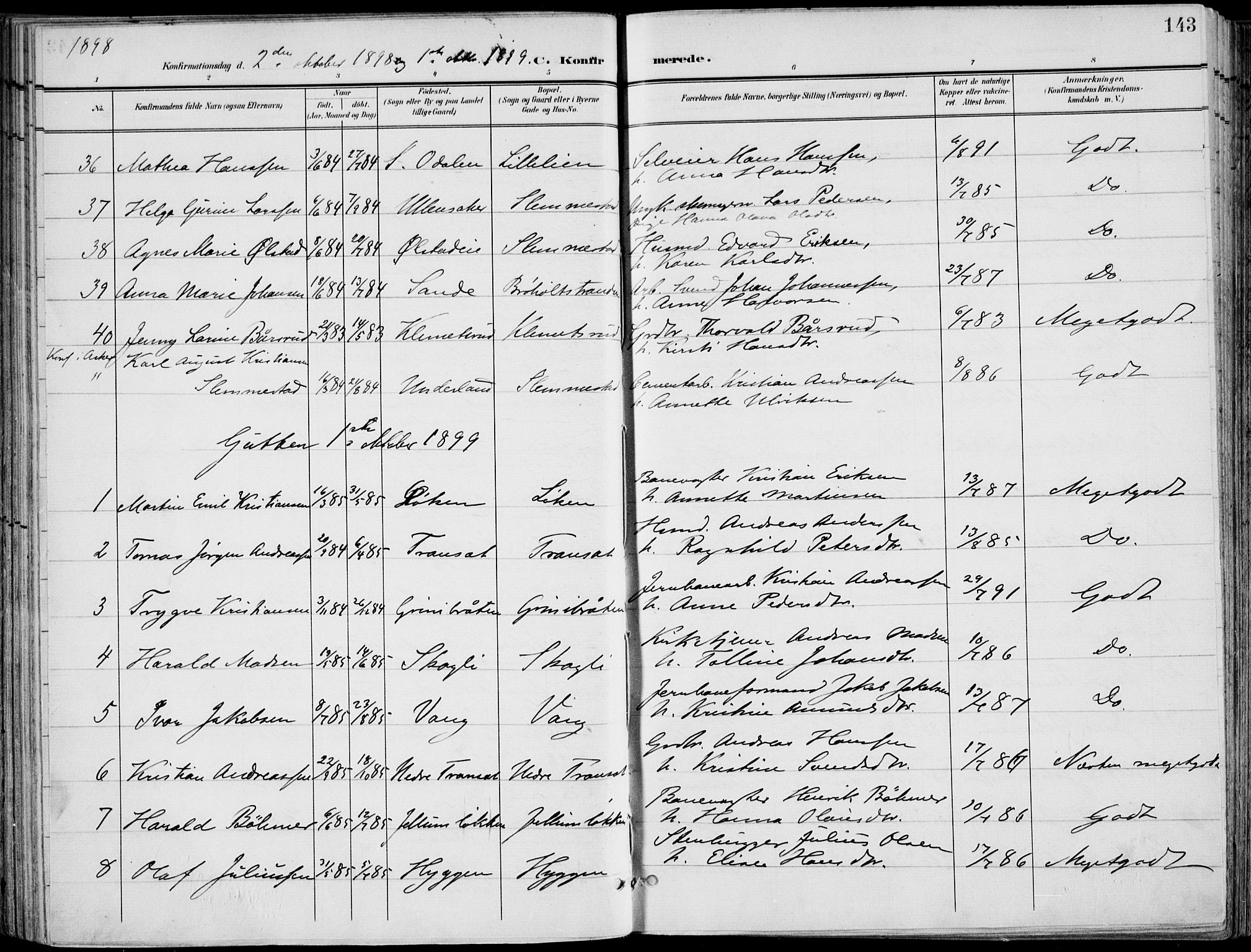 Røyken kirkebøker, AV/SAKO-A-241/F/Fa/L0009: Parish register (official) no. 9, 1898-1911, p. 143