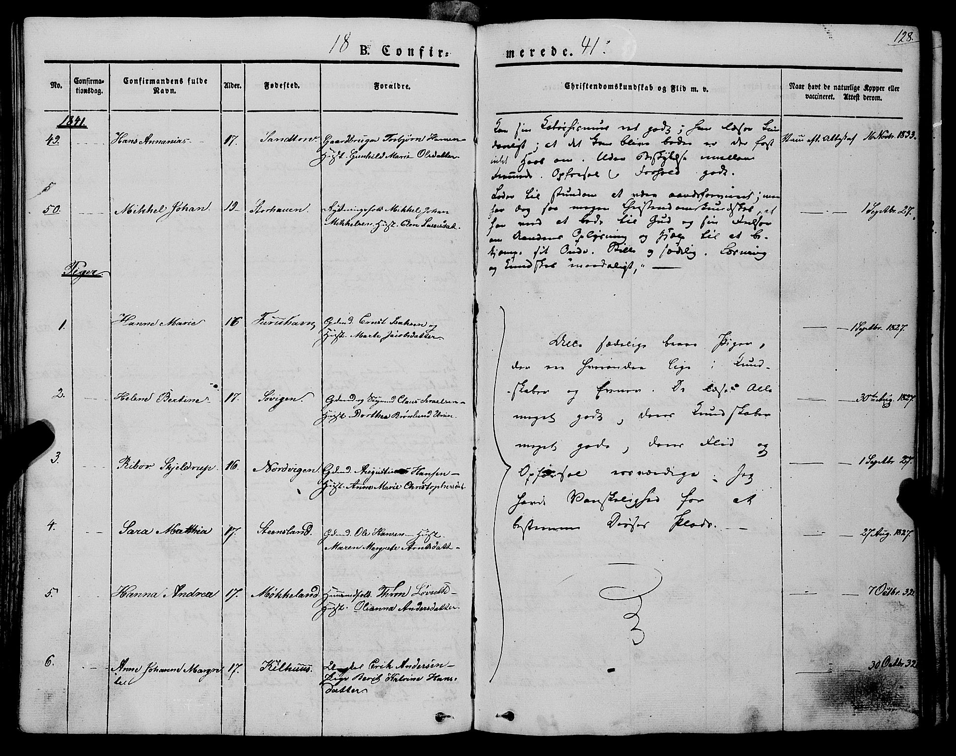 Trondenes sokneprestkontor, SATØ/S-1319/H/Ha/L0009kirke: Parish register (official) no. 9, 1841-1852, p. 128