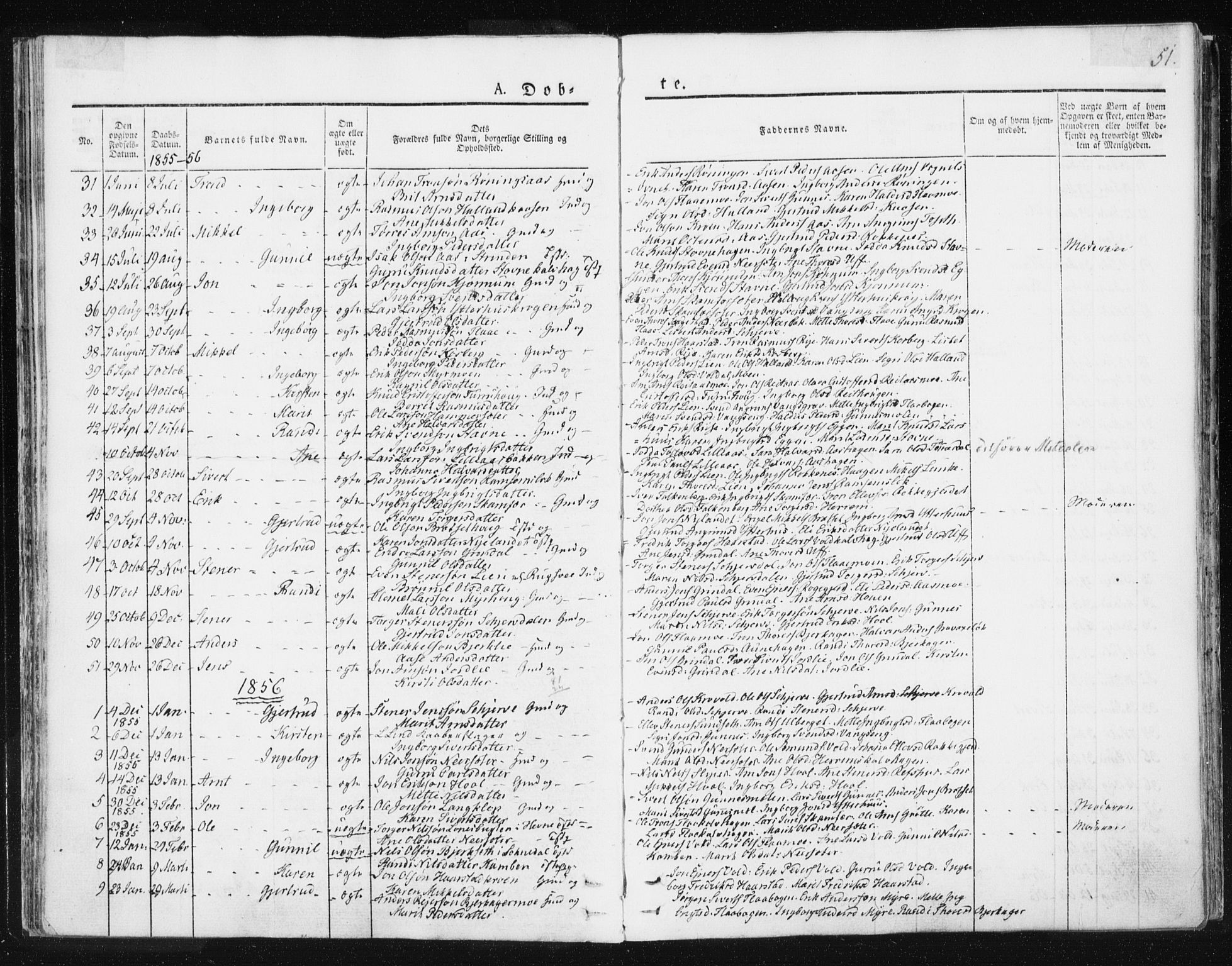 Ministerialprotokoller, klokkerbøker og fødselsregistre - Sør-Trøndelag, SAT/A-1456/674/L0869: Parish register (official) no. 674A01, 1829-1860, p. 51