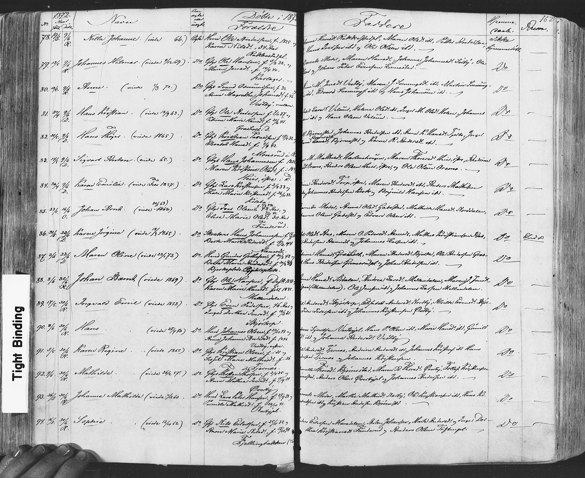 Rakkestad prestekontor Kirkebøker, AV/SAO-A-2008/F/Fa/L0011: Parish register (official) no. I 11, 1862-1877, p. 162