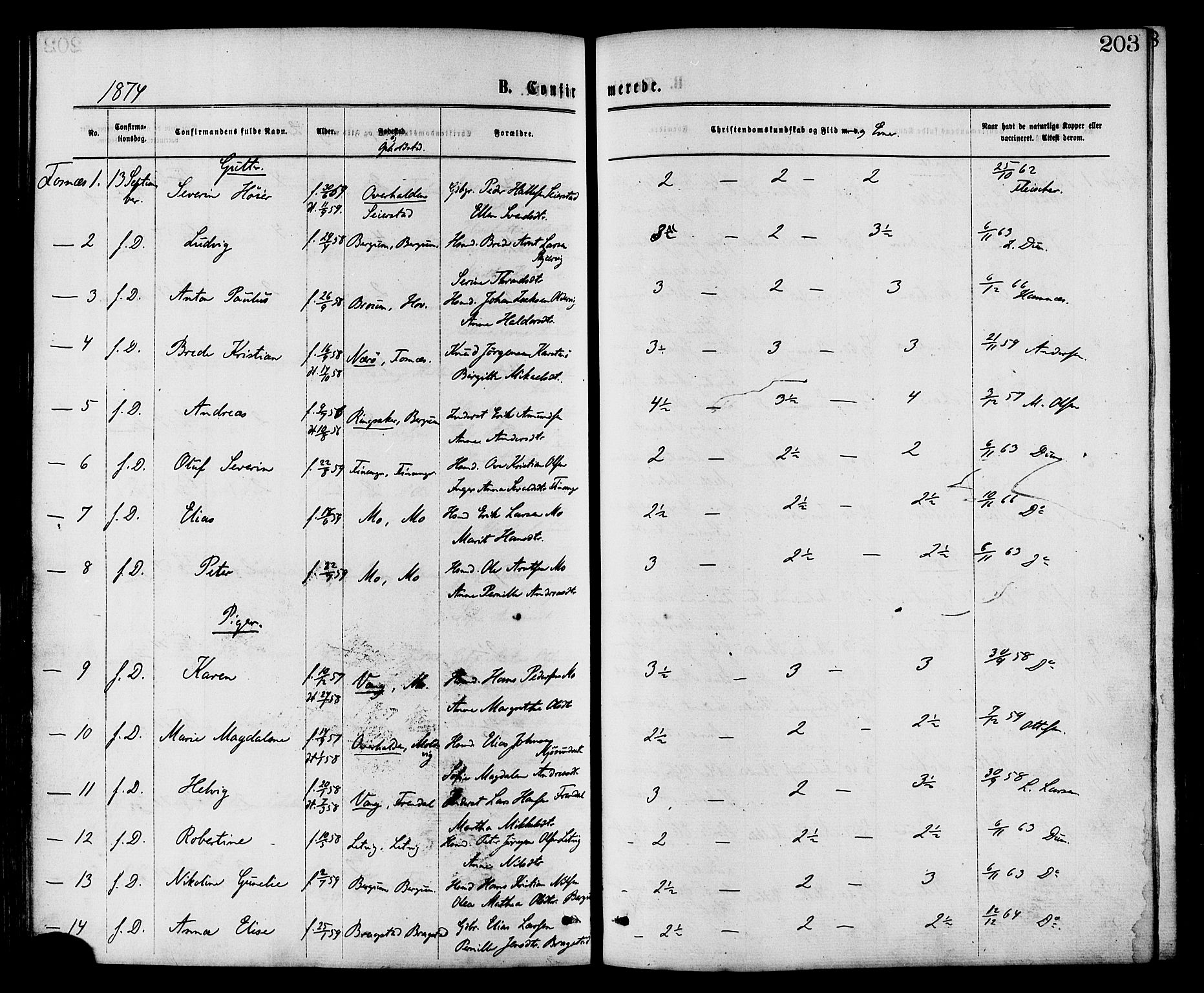 Ministerialprotokoller, klokkerbøker og fødselsregistre - Nord-Trøndelag, SAT/A-1458/773/L0616: Parish register (official) no. 773A07, 1870-1887, p. 203