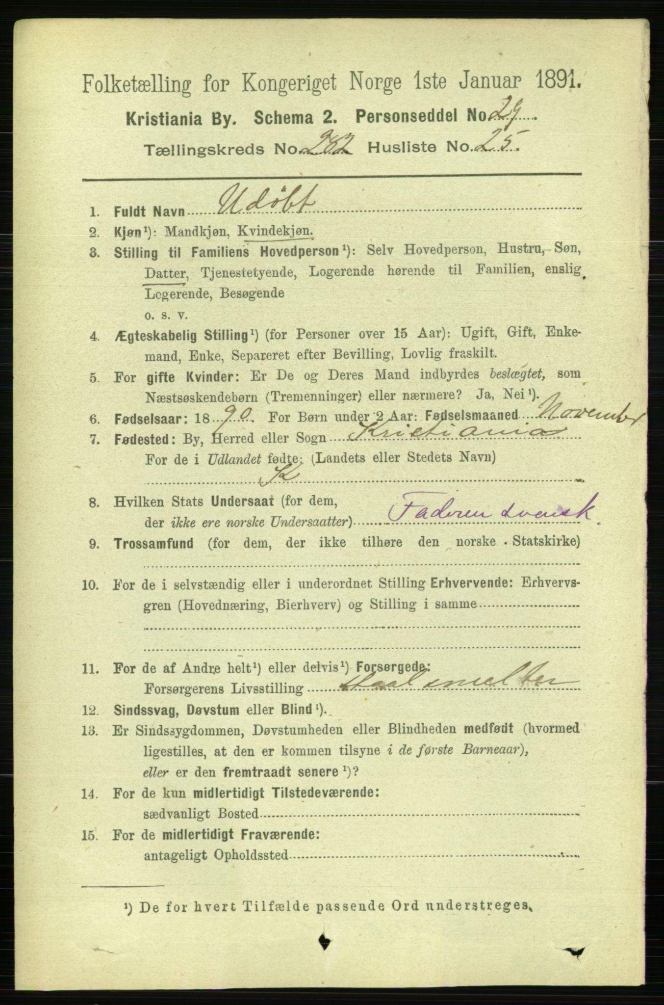 RA, 1891 census for 0301 Kristiania, 1891, p. 172548