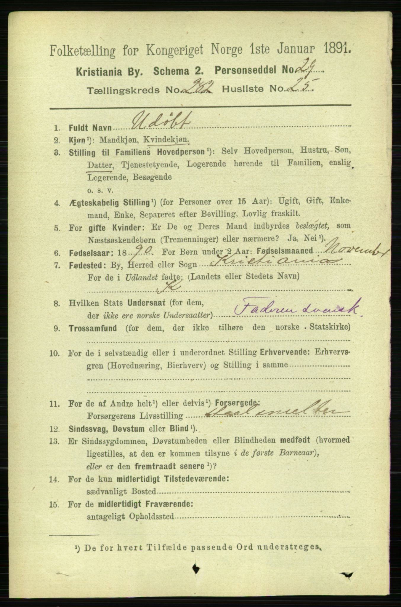 RA, 1891 census for 0301 Kristiania, 1891, p. 172548