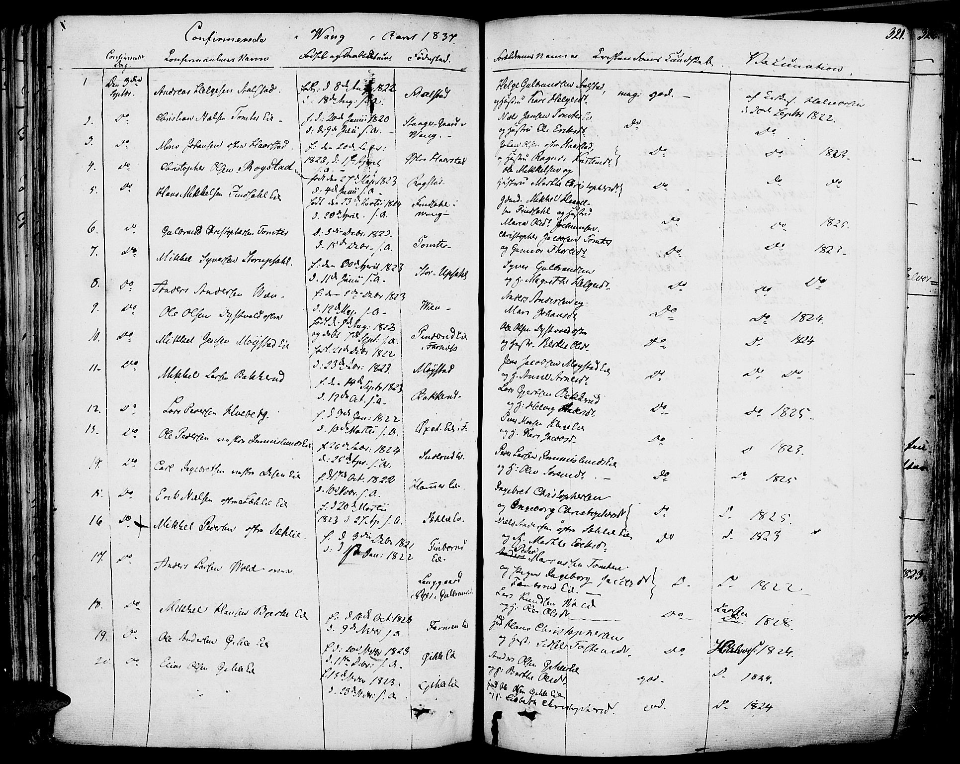 Vang prestekontor, Hedmark, AV/SAH-PREST-008/H/Ha/Haa/L0009: Parish register (official) no. 9, 1826-1841, p. 321