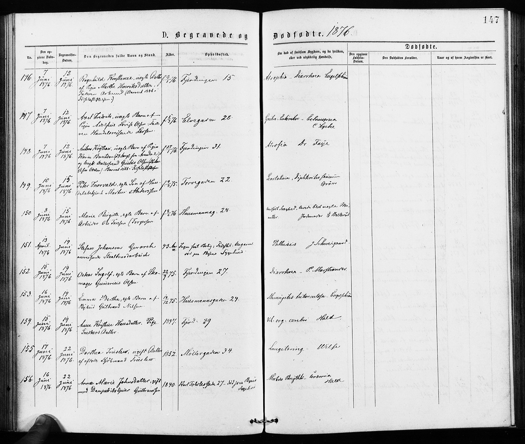 Jakob prestekontor Kirkebøker, AV/SAO-A-10850/F/Fa/L0002: Parish register (official) no. 2, 1875-1879, p. 147