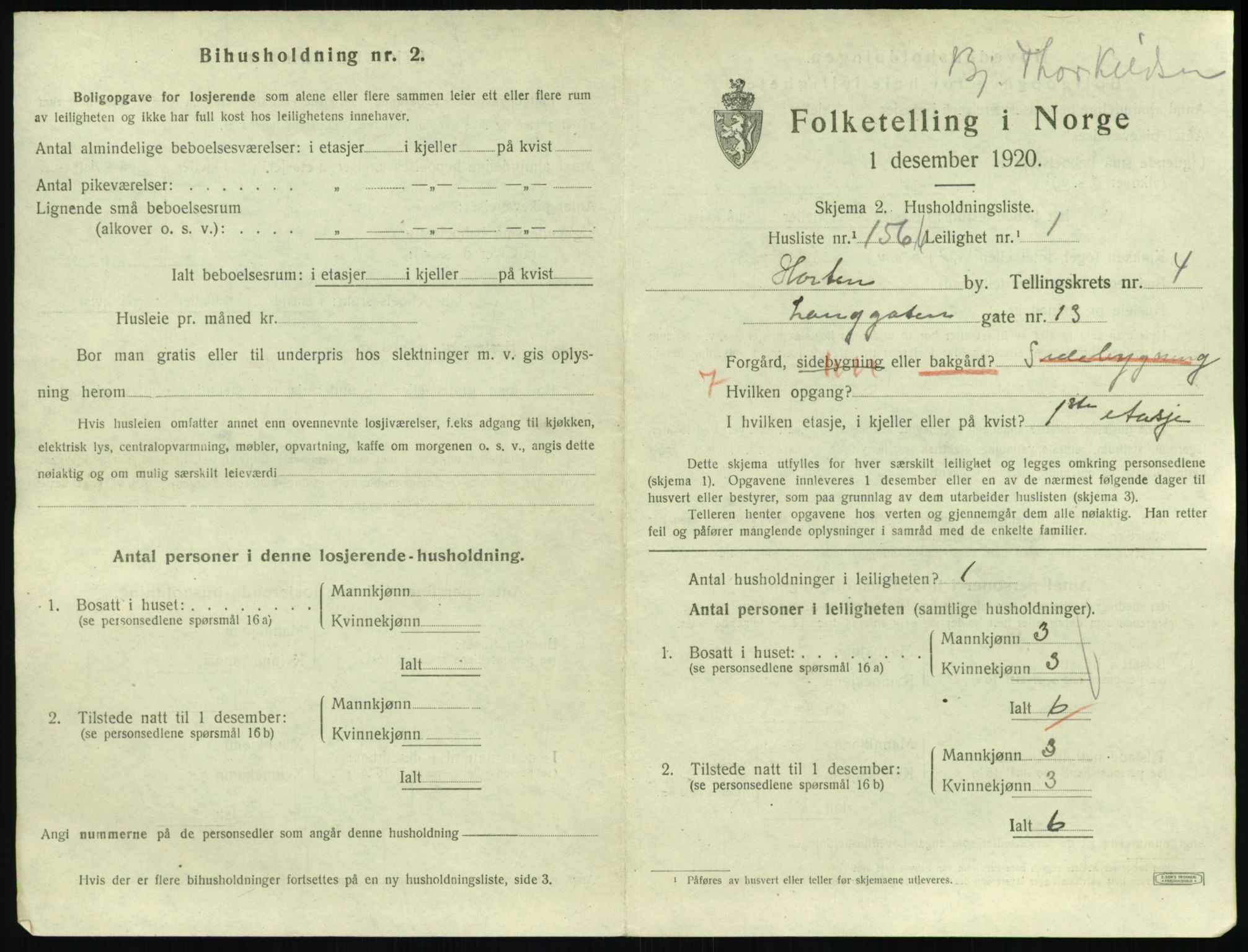 SAKO, 1920 census for Horten, 1920, p. 5619