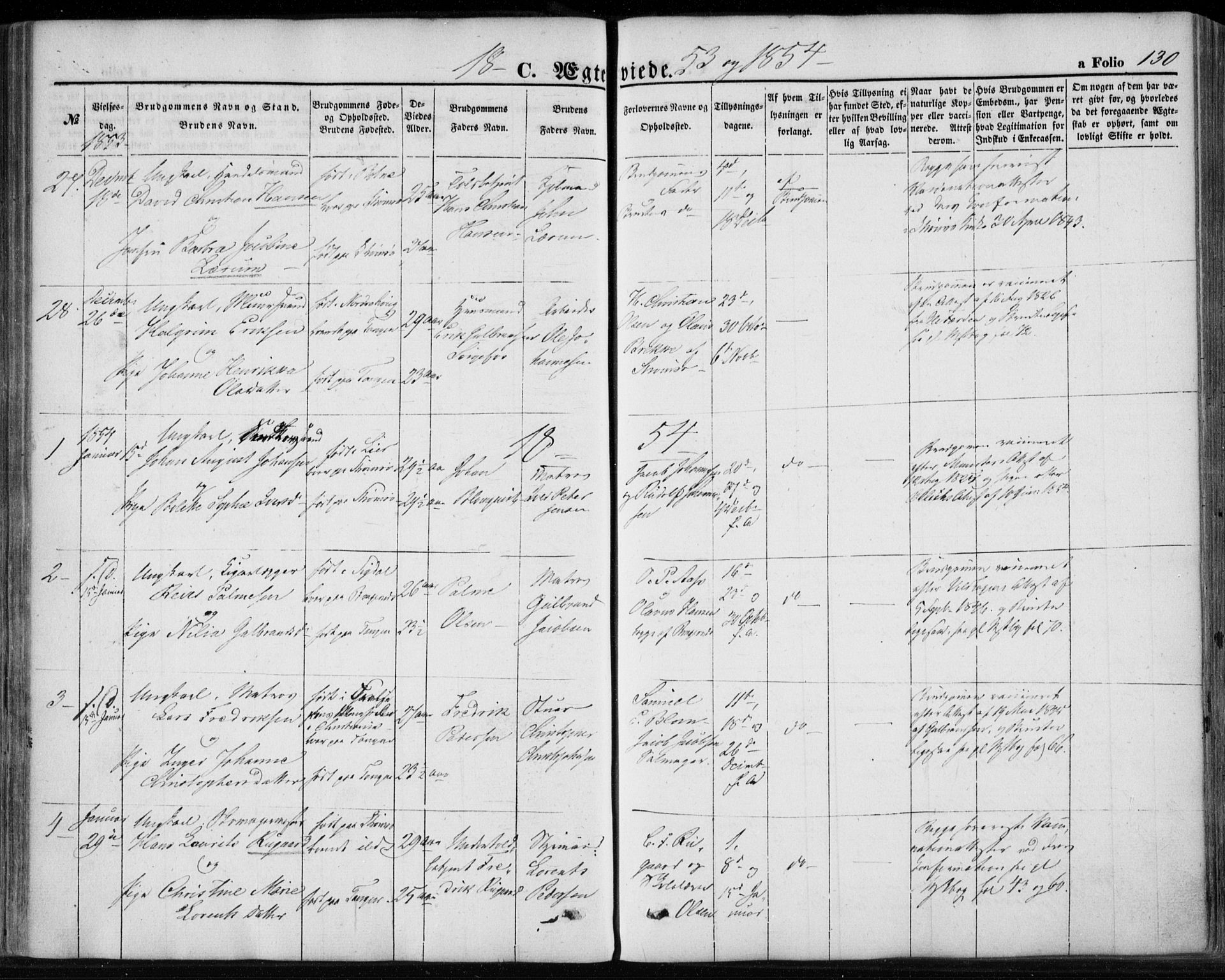Strømsø kirkebøker, SAKO/A-246/F/Fa/L0017: Parish register (official) no. I 17, 1848-1865, p. 130