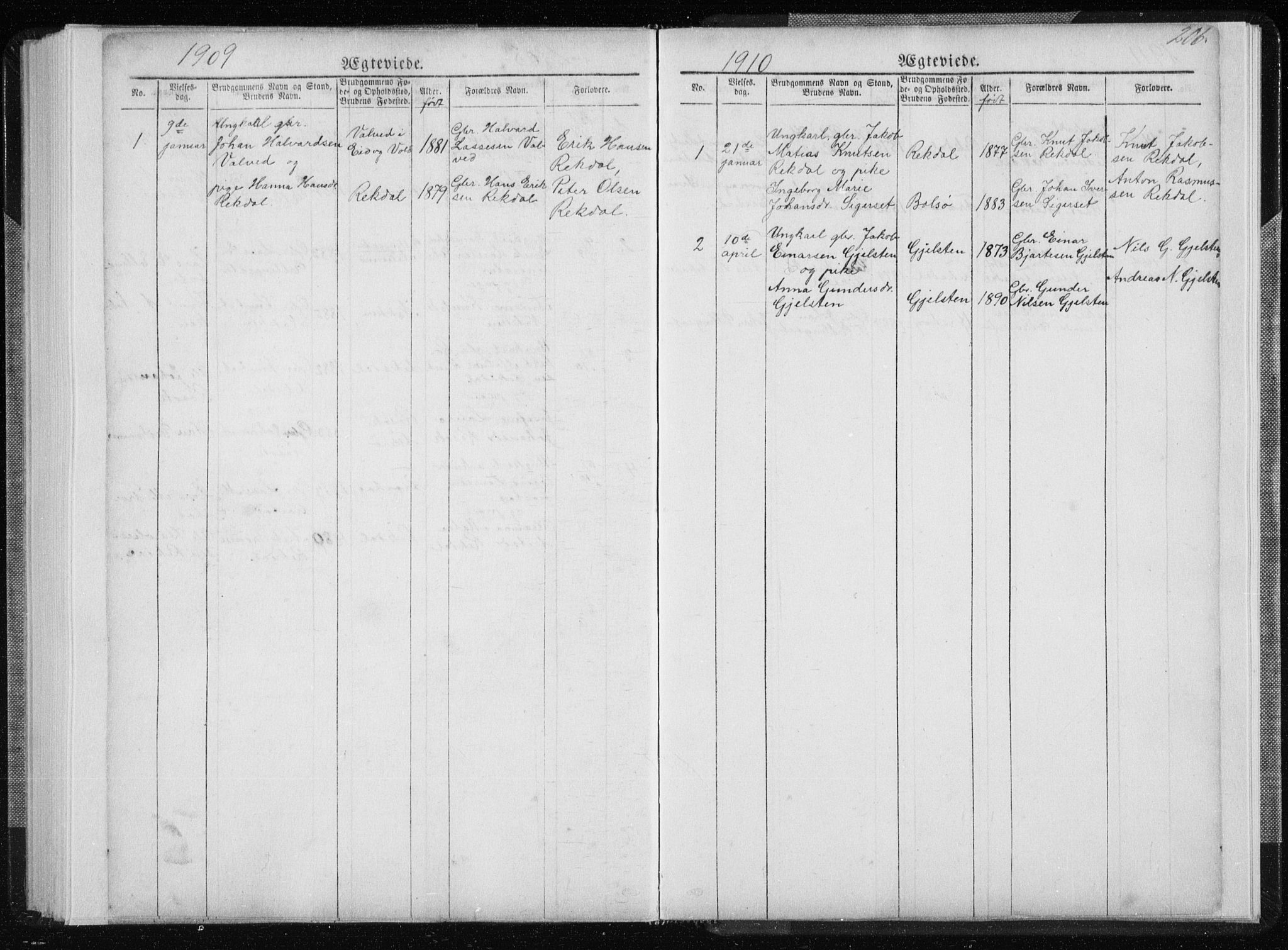 Ministerialprotokoller, klokkerbøker og fødselsregistre - Møre og Romsdal, SAT/A-1454/540/L0541: Parish register (copy) no. 540C01, 1867-1920, p. 206