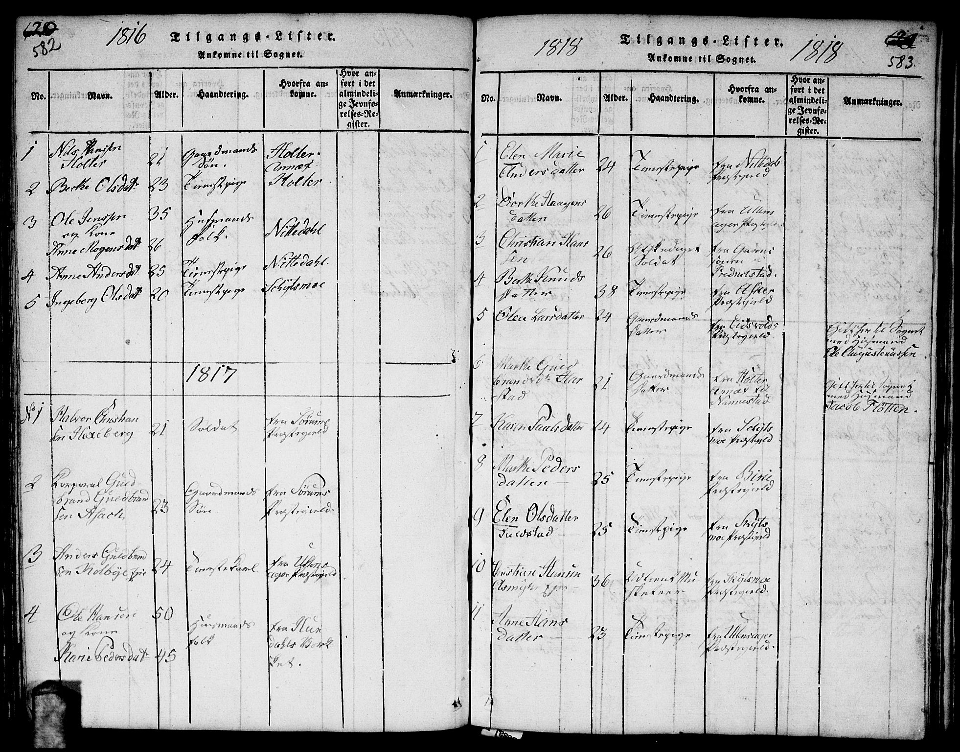 Gjerdrum prestekontor Kirkebøker, AV/SAO-A-10412b/F/Fa/L0004: Parish register (official) no. I 4, 1816-1836, p. 582-583