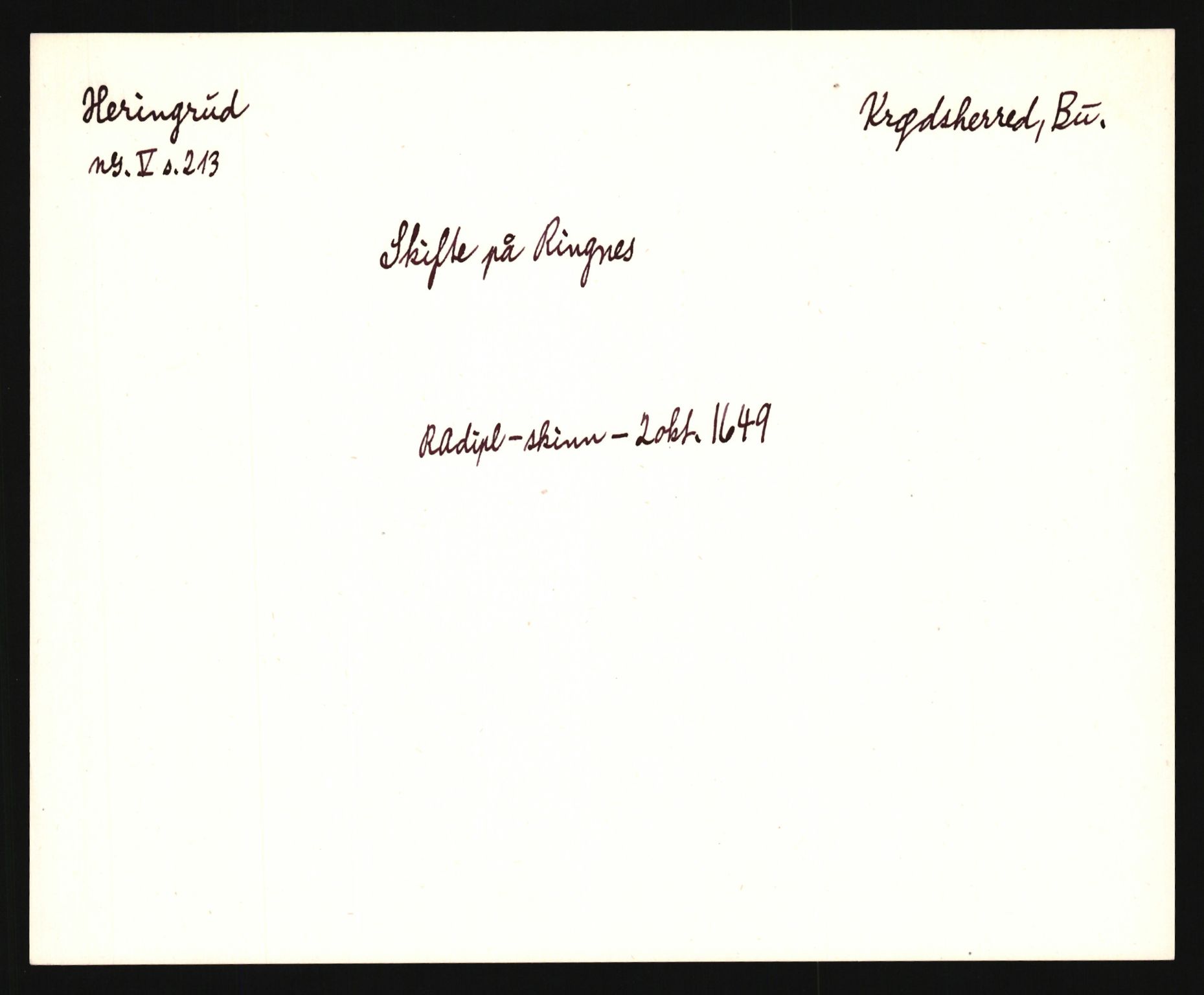 Riksarkivets diplomsamling, AV/RA-EA-5965/F35/F35e/L0014: Registreringssedler Buskerud 3, 1400-1700, p. 445