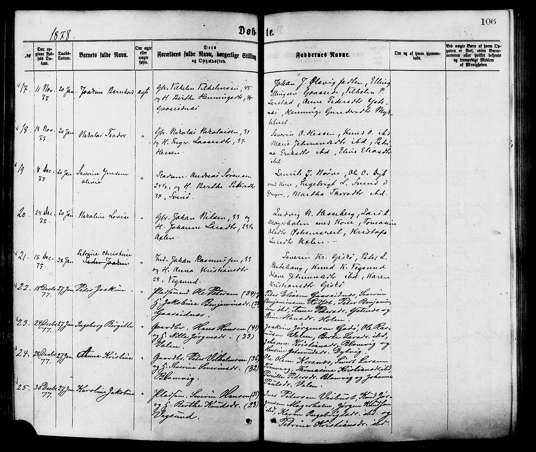 Ministerialprotokoller, klokkerbøker og fødselsregistre - Møre og Romsdal, AV/SAT-A-1454/528/L0400: Parish register (official) no. 528A11, 1871-1879, p. 106