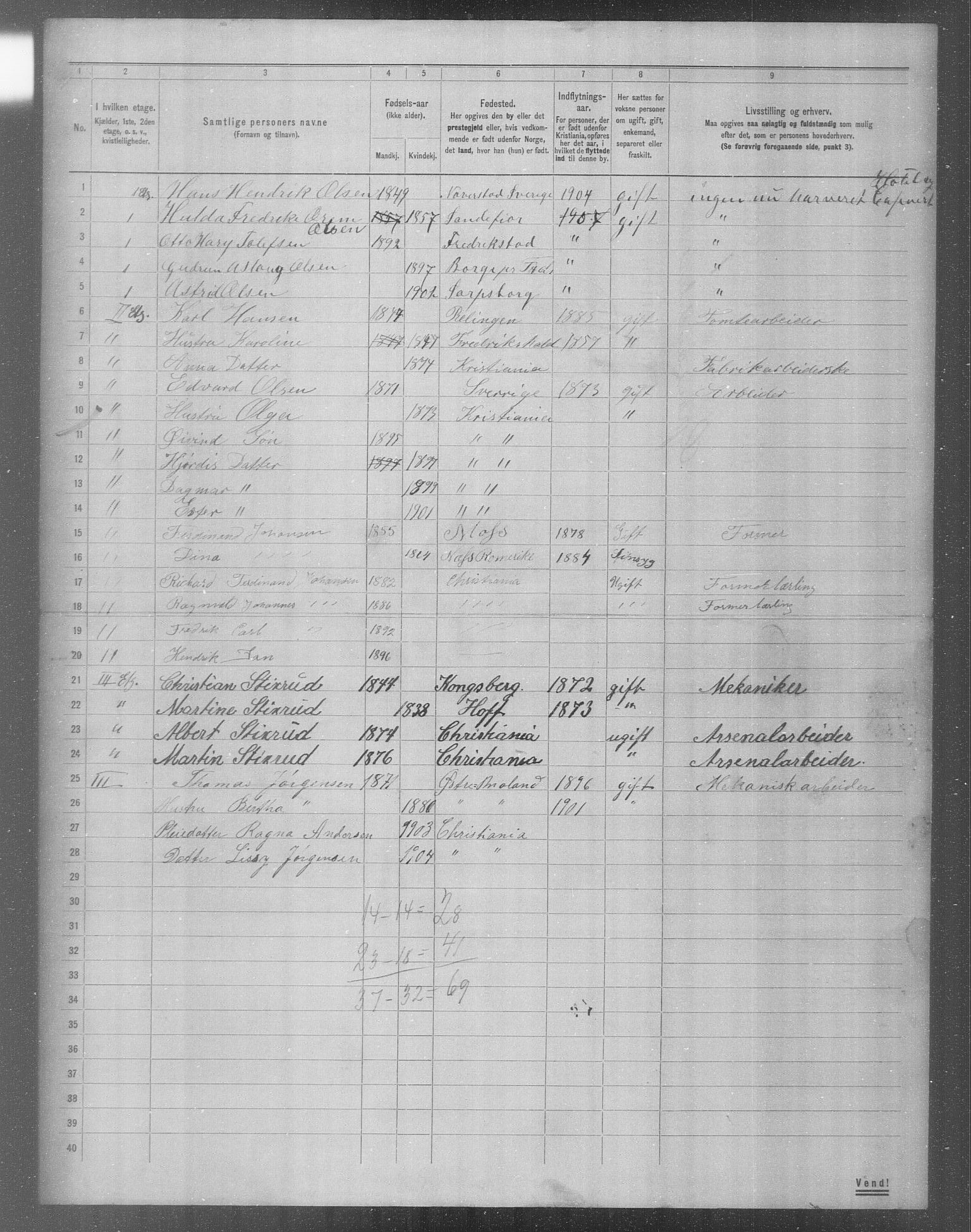 OBA, Municipal Census 1904 for Kristiania, 1904, p. 6339