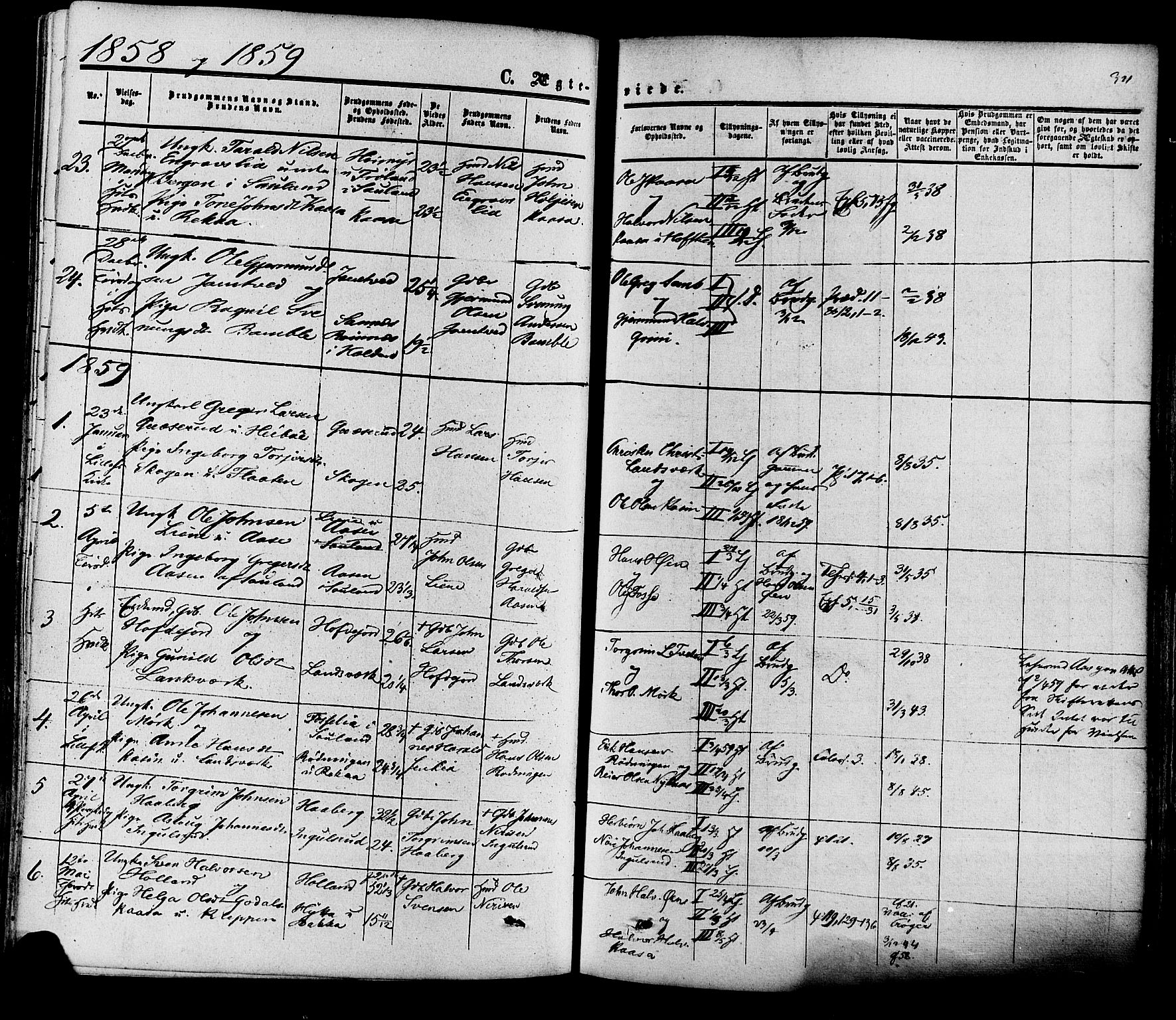 Heddal kirkebøker, SAKO/A-268/F/Fa/L0007: Parish register (official) no. I 7, 1855-1877, p. 321
