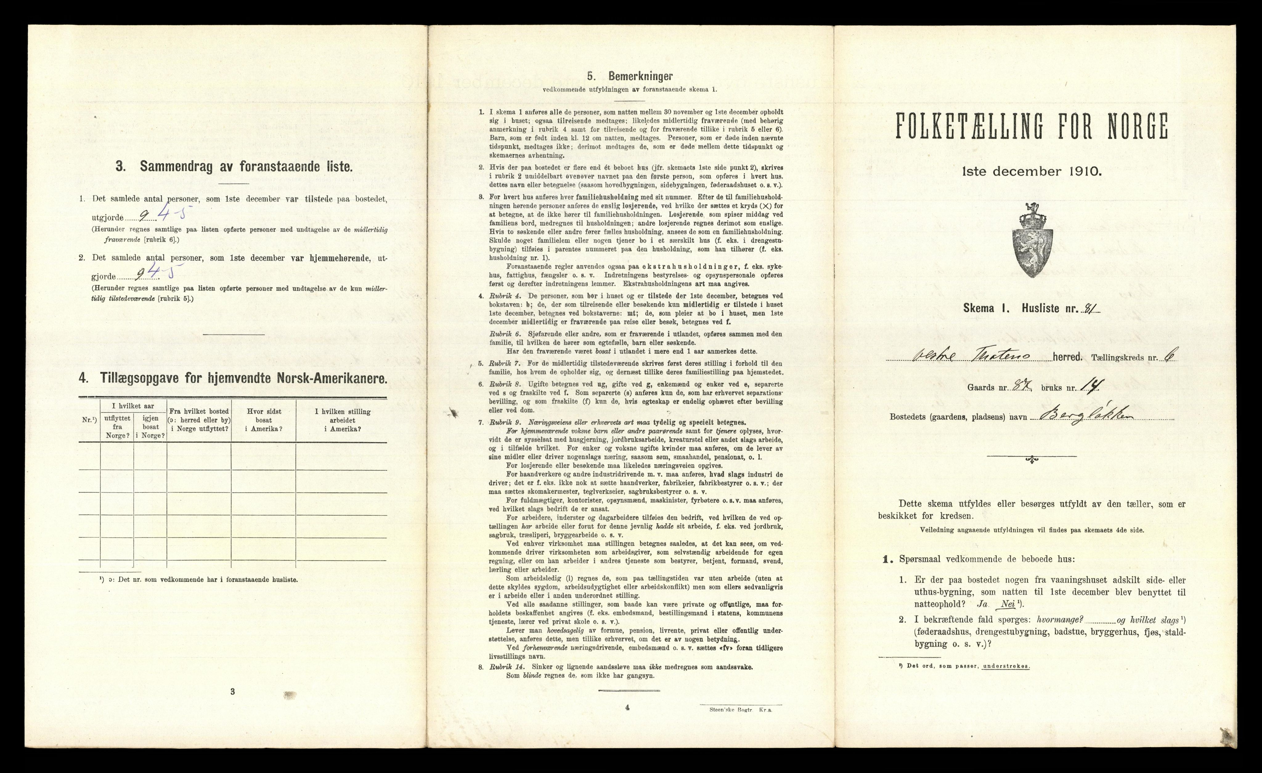 RA, 1910 census for Vestre Toten, 1910, p. 1011