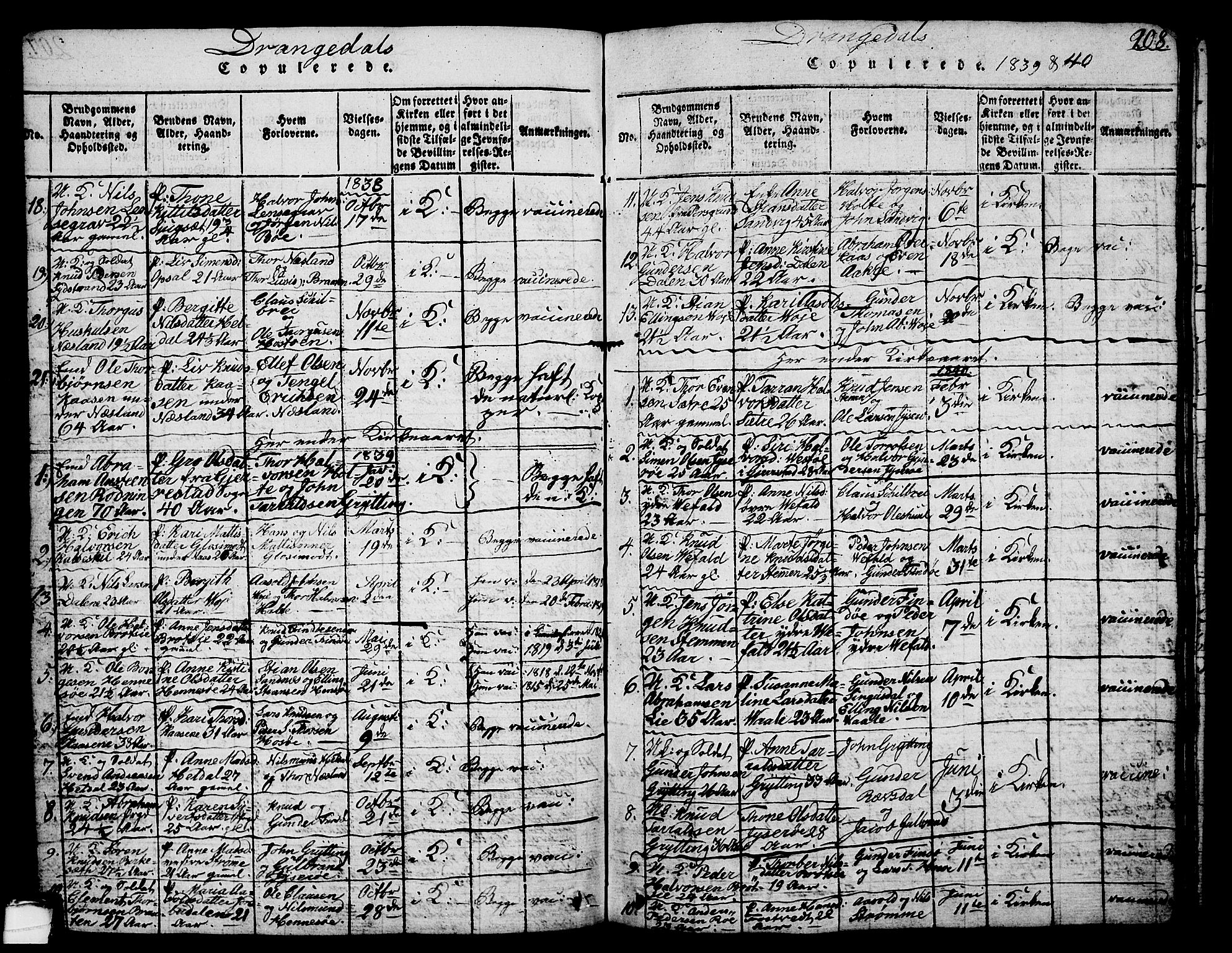 Drangedal kirkebøker, AV/SAKO-A-258/G/Ga/L0001: Parish register (copy) no. I 1 /1, 1814-1856, p. 208