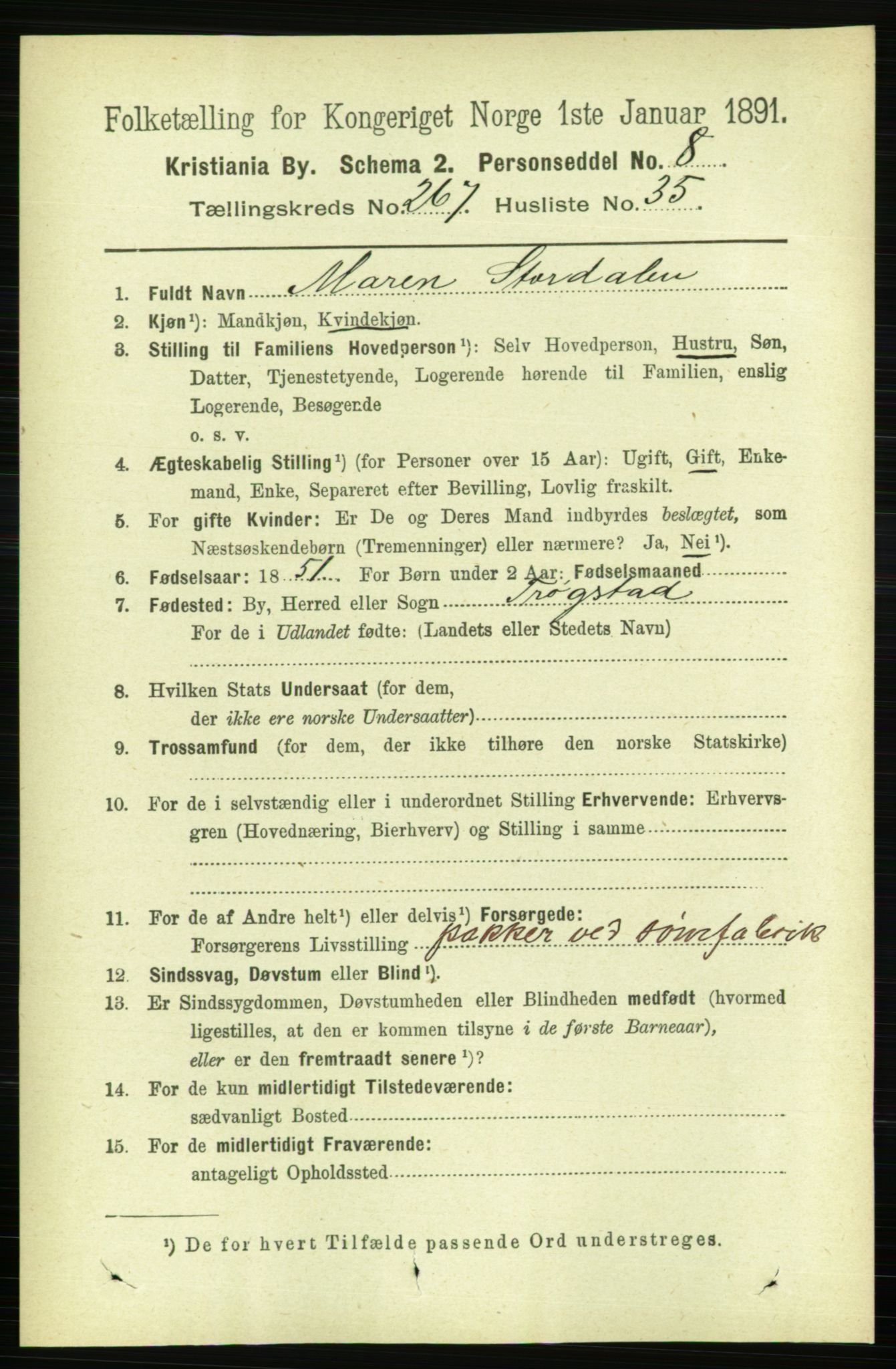RA, 1891 census for 0301 Kristiania, 1891, p. 161918