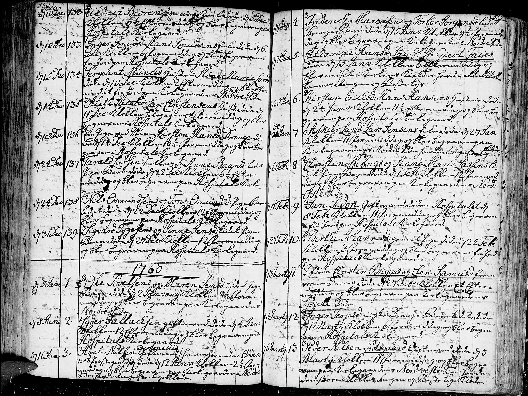 Kristiansand domprosti, SAK/1112-0006/F/Fa/L0001: Parish register (official) no. A 1, 1734-1793, p. 556-557