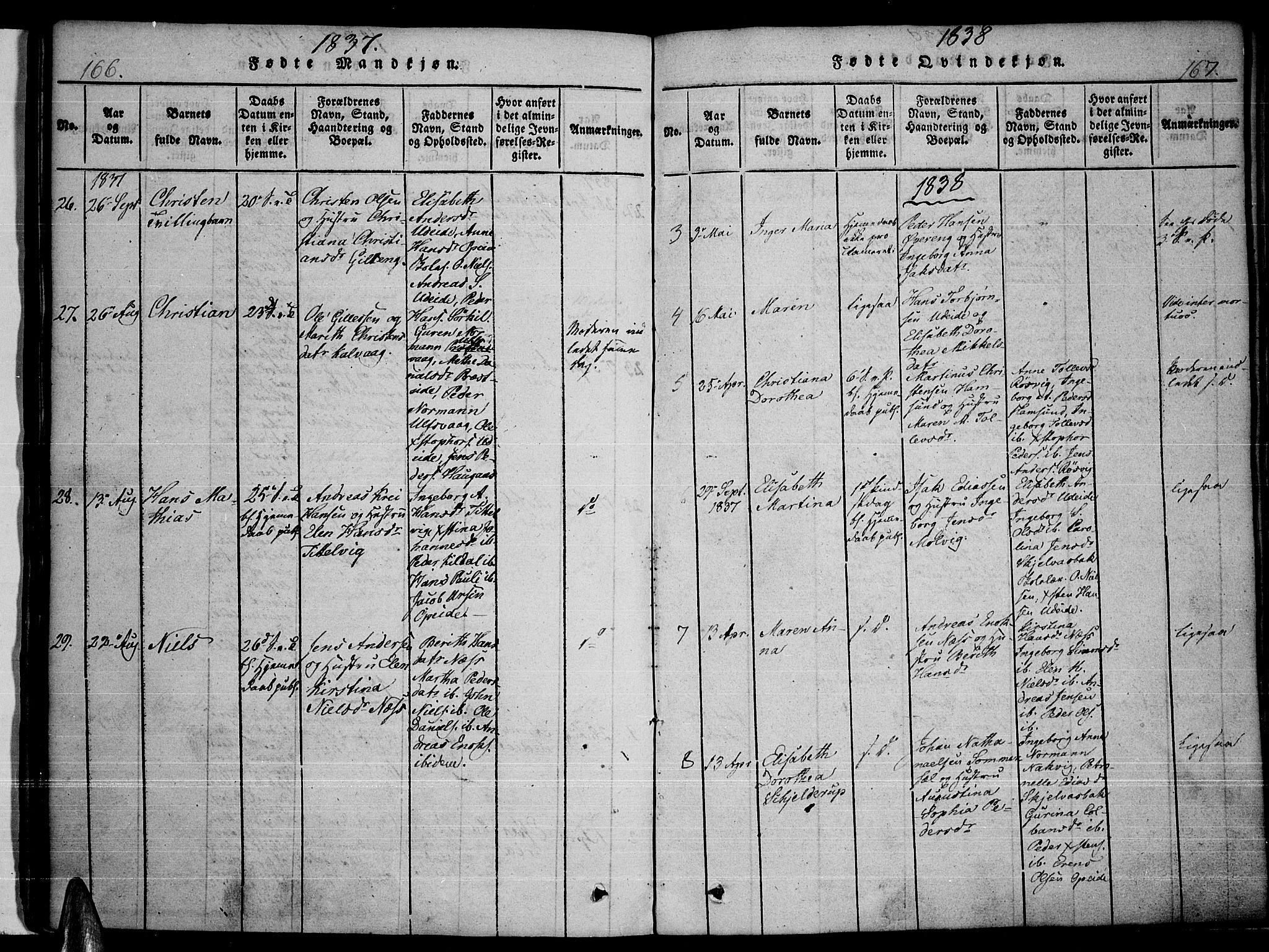 Ministerialprotokoller, klokkerbøker og fødselsregistre - Nordland, AV/SAT-A-1459/859/L0842: Parish register (official) no. 859A02, 1821-1839, p. 166-167