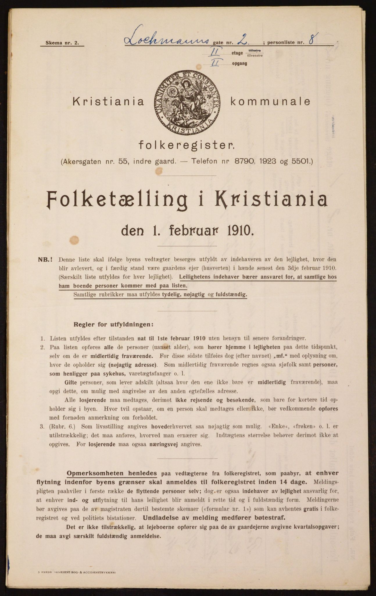 OBA, Municipal Census 1910 for Kristiania, 1910, p. 56216