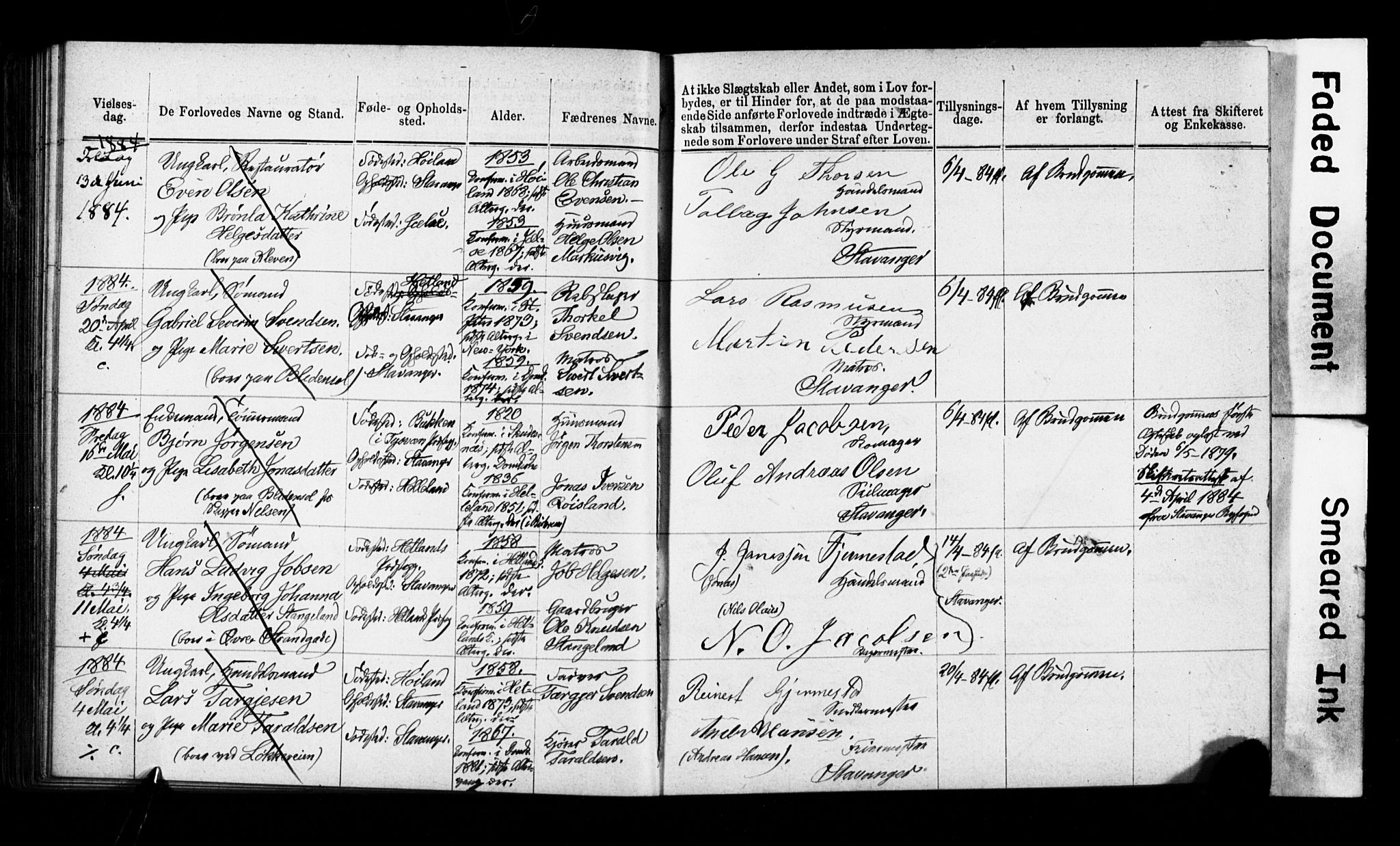 Domkirken sokneprestkontor, AV/SAST-A-101812/001/70/705BA/L0002: Banns register no. 2, 1875-1892