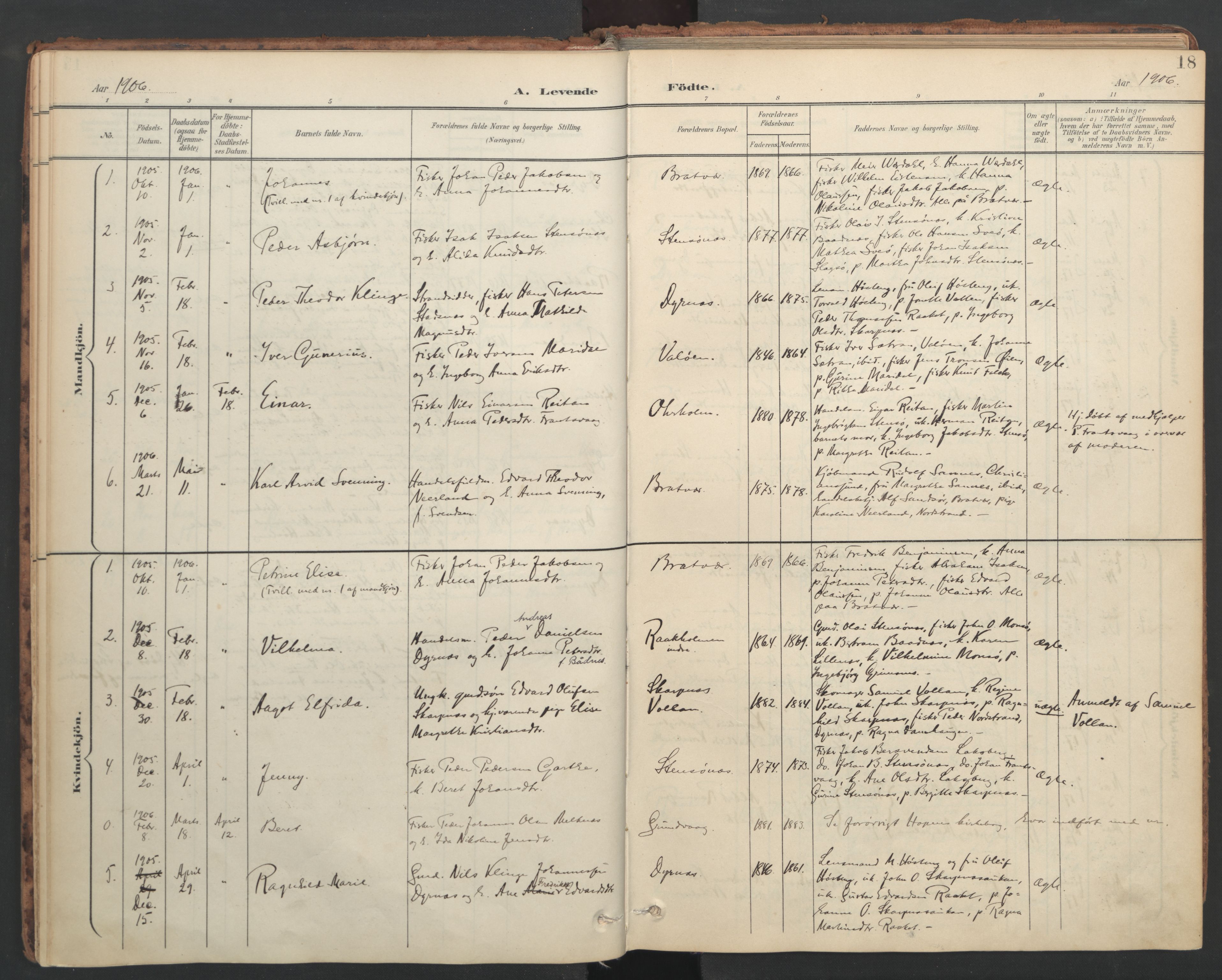 Ministerialprotokoller, klokkerbøker og fødselsregistre - Møre og Romsdal, SAT/A-1454/582/L0948: Parish register (official) no. 582A02, 1901-1922, p. 18
