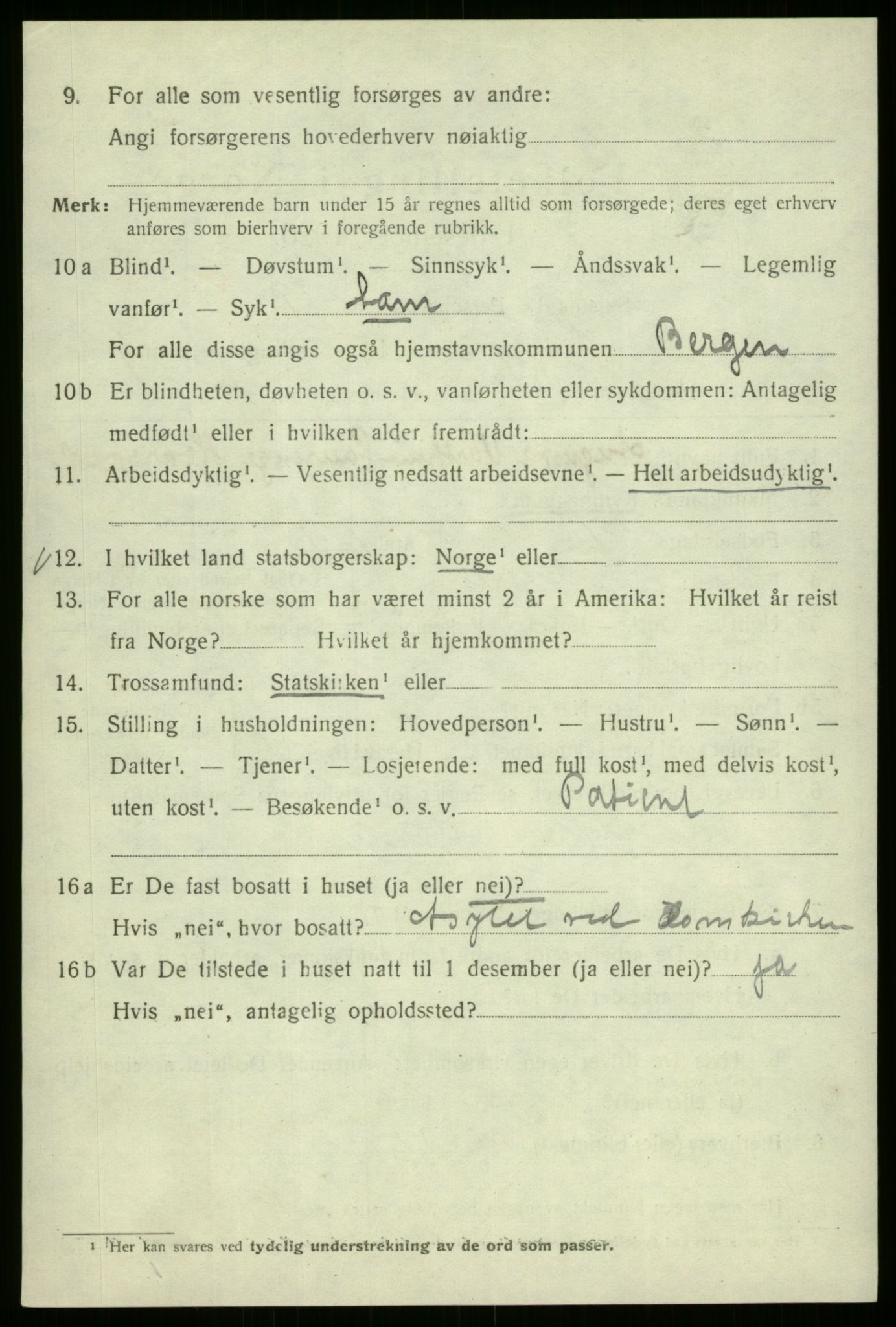 SAB, 1920 census for Bergen, 1920, p. 142373