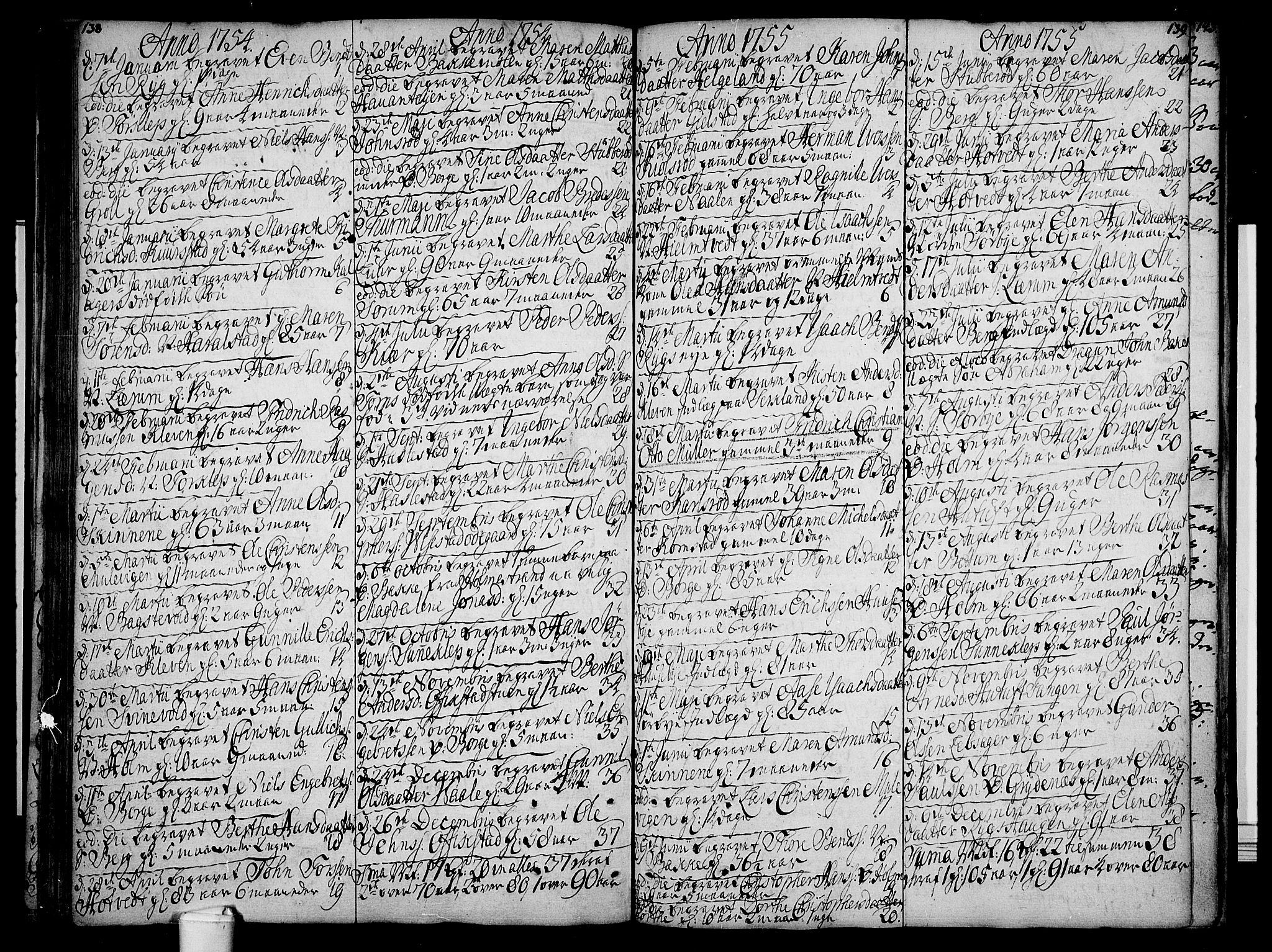 Våle kirkebøker, AV/SAKO-A-334/F/Fa/L0003: Parish register (official) no. I 3, 1732-1773, p. 138-139