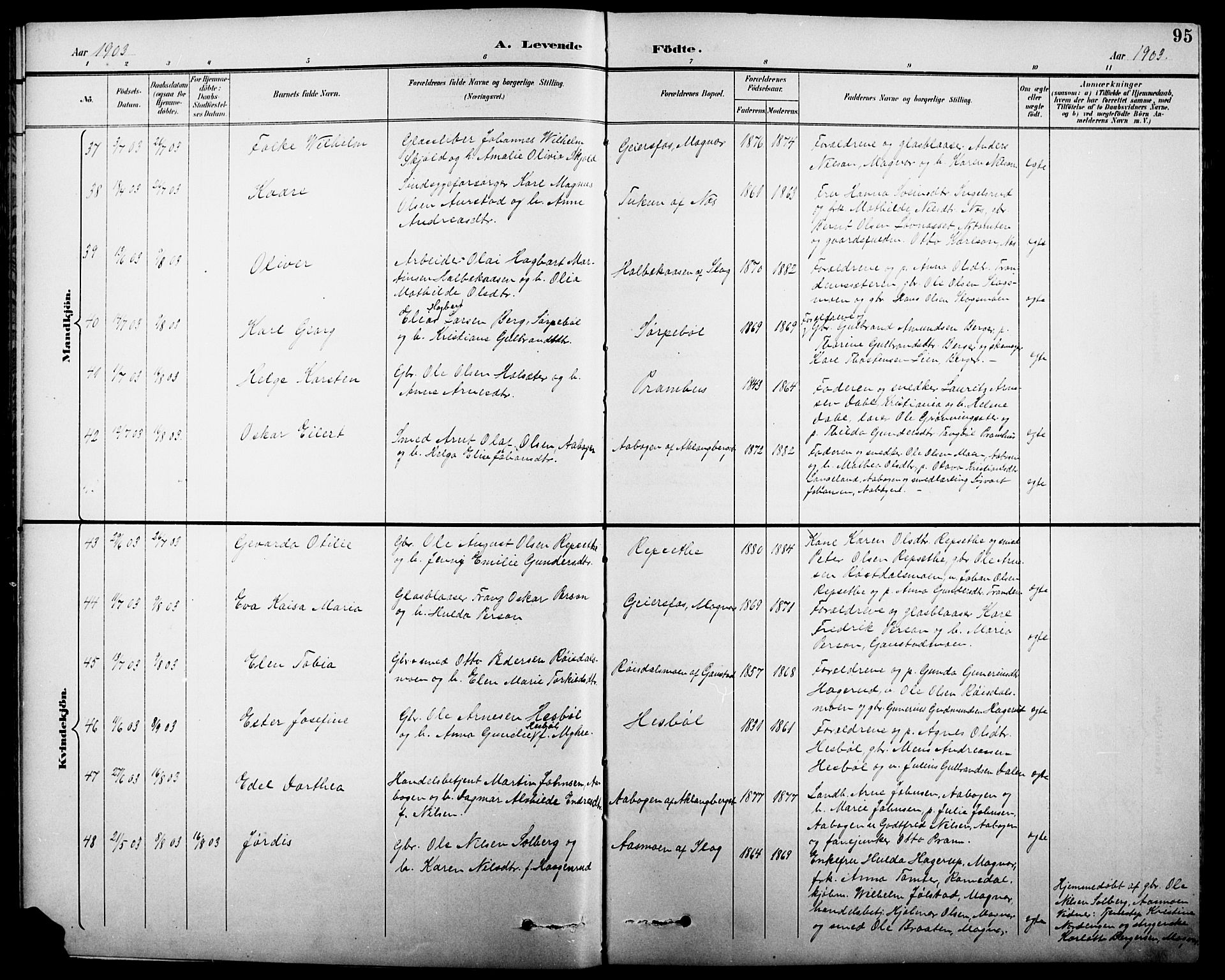 Eidskog prestekontor, AV/SAH-PREST-026/H/Ha/Hab/L0001: Parish register (copy) no. 1, 1895-1917, p. 95