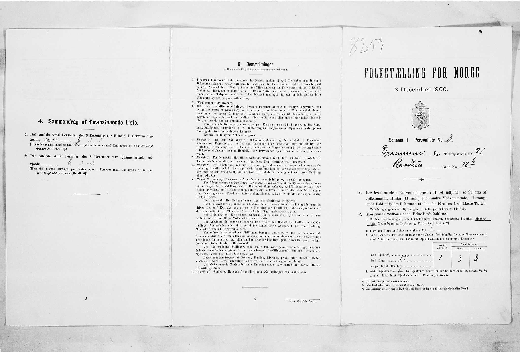 RA, 1900 census for Drammen, 1900, p. 3516