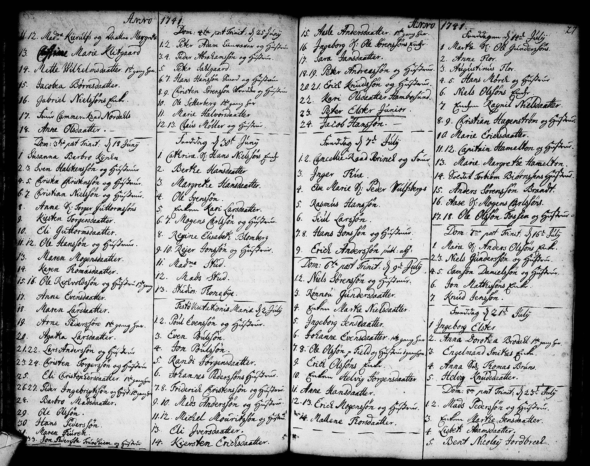 Strømsø kirkebøker, AV/SAKO-A-246/F/Fa/L0006: Parish register (official) no. I 6, 1740-1747, p. 27