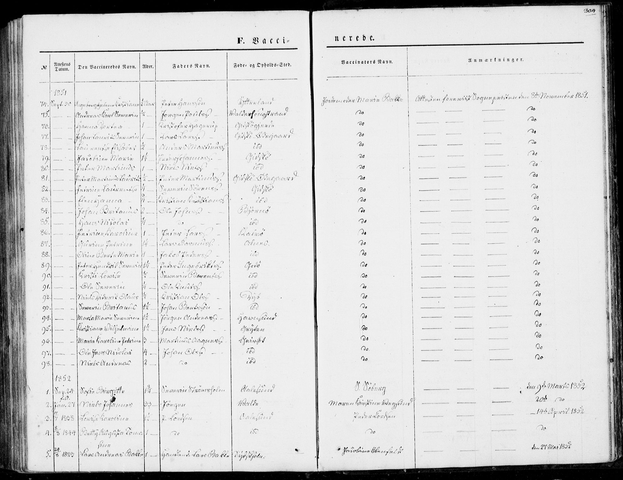 Ministerialprotokoller, klokkerbøker og fødselsregistre - Møre og Romsdal, AV/SAT-A-1454/528/L0397: Parish register (official) no. 528A08, 1848-1858, p. 304