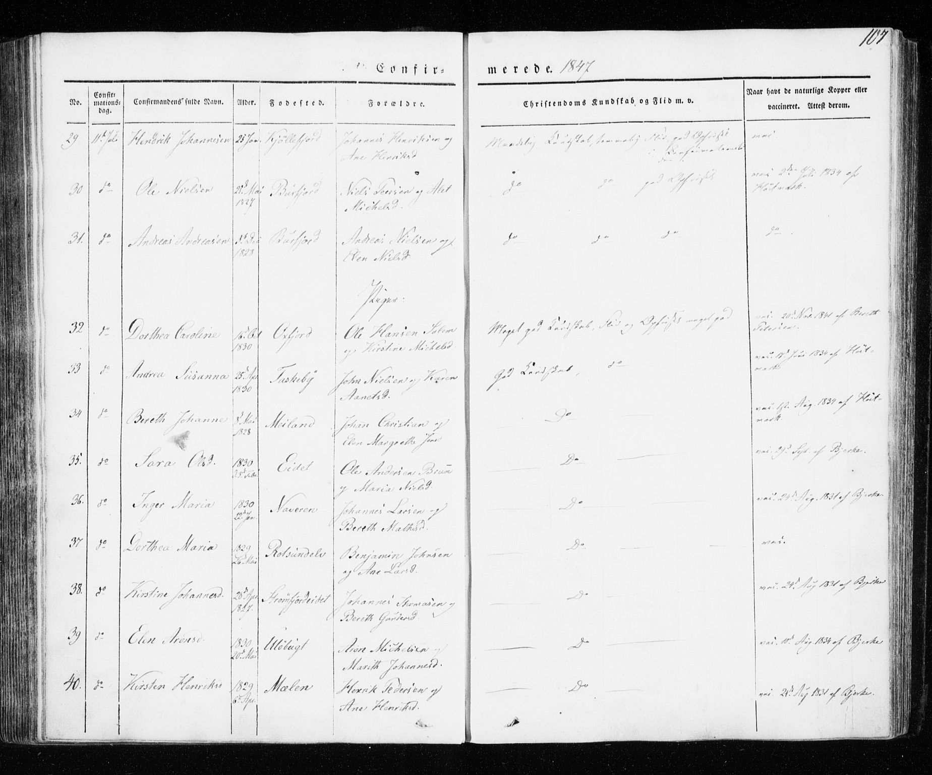 Skjervøy sokneprestkontor, SATØ/S-1300/H/Ha/Haa/L0005kirke: Parish register (official) no. 5, 1838-1847, p. 107