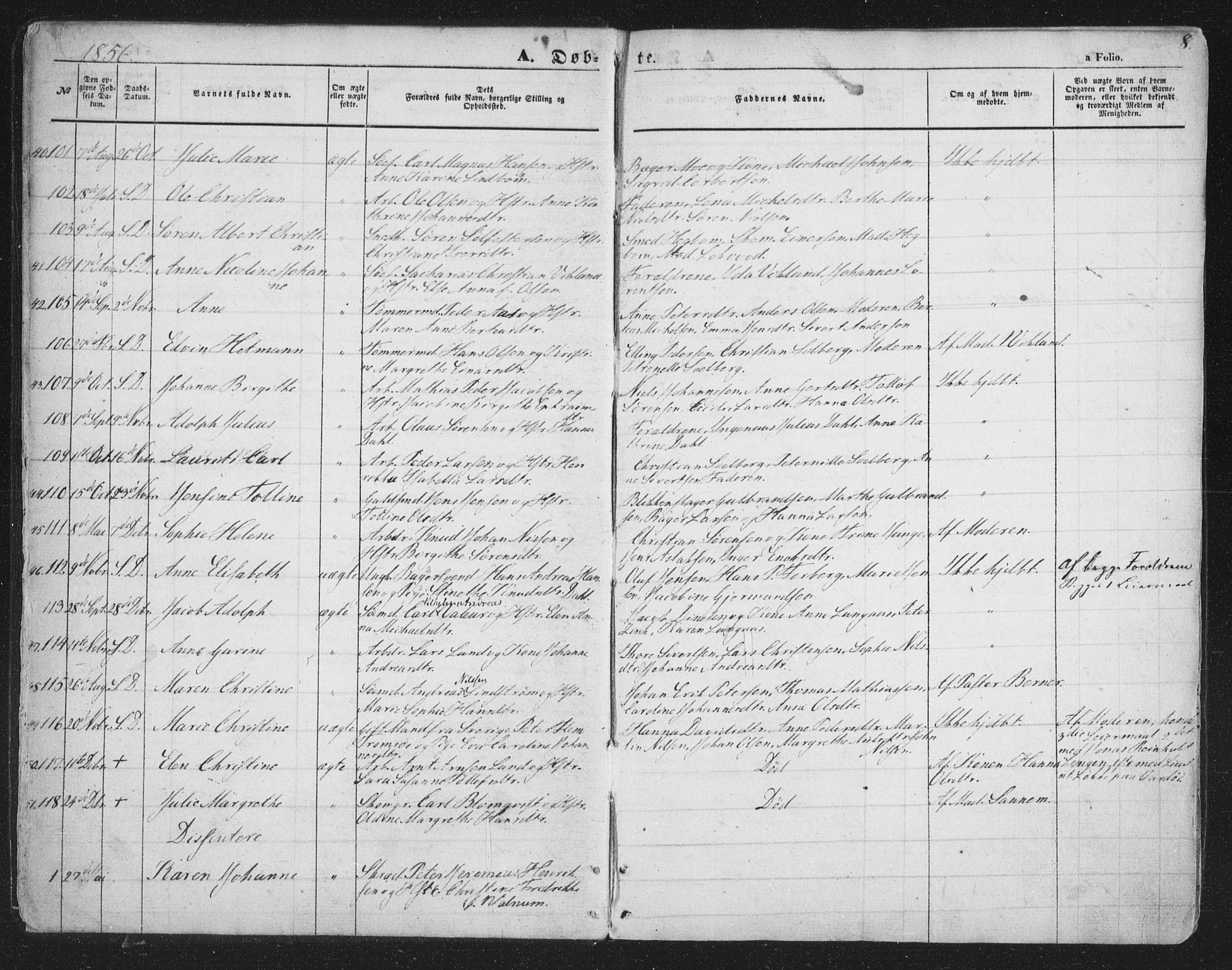 Tromsø sokneprestkontor/stiftsprosti/domprosti, SATØ/S-1343/G/Ga/L0011kirke: Parish register (official) no. 11, 1856-1865, p. 8