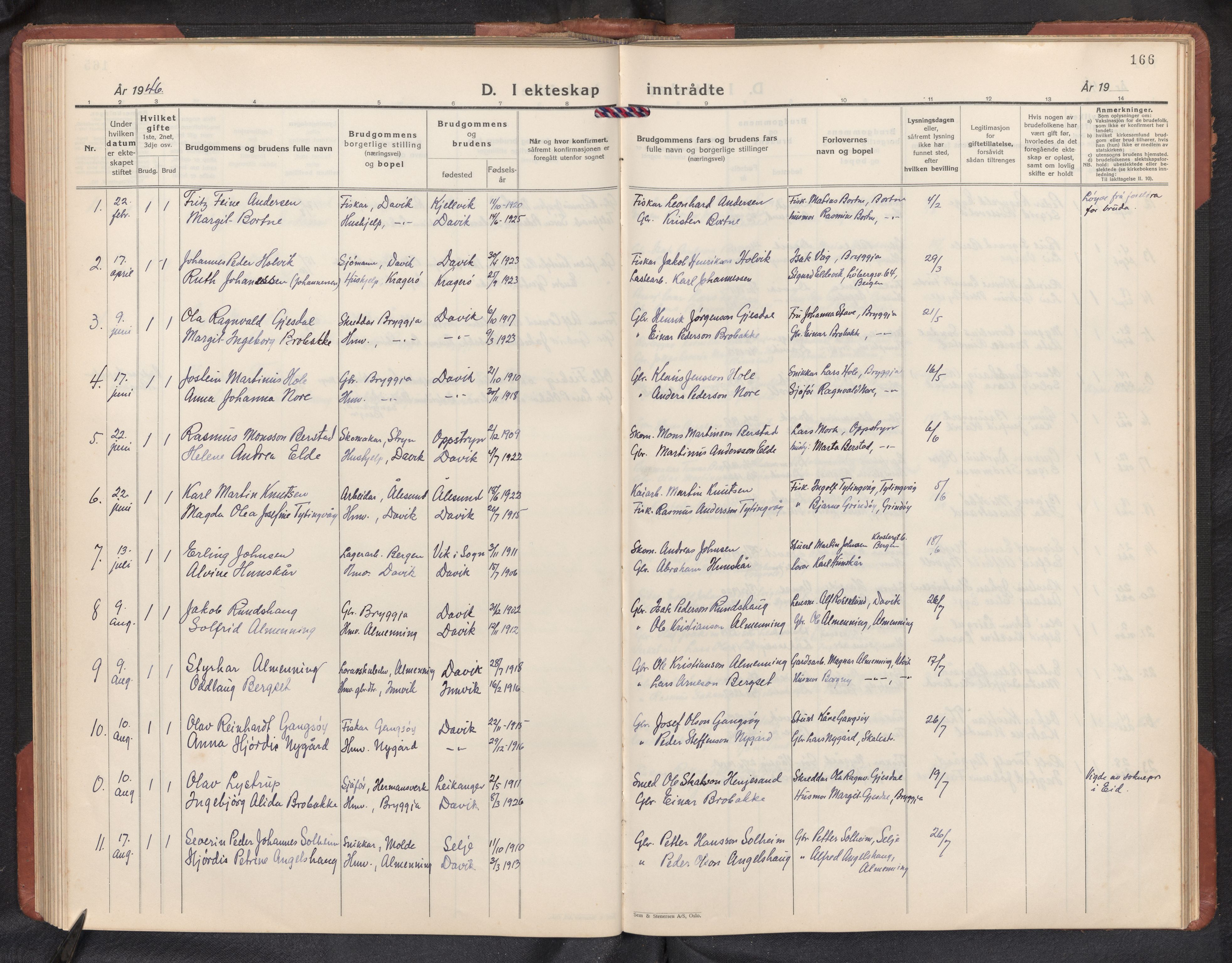 Davik sokneprestembete, AV/SAB-A-79701/H/Hab/Habc/L0004: Parish register (copy) no. C 4, 1930-1952, p. 165b-166a